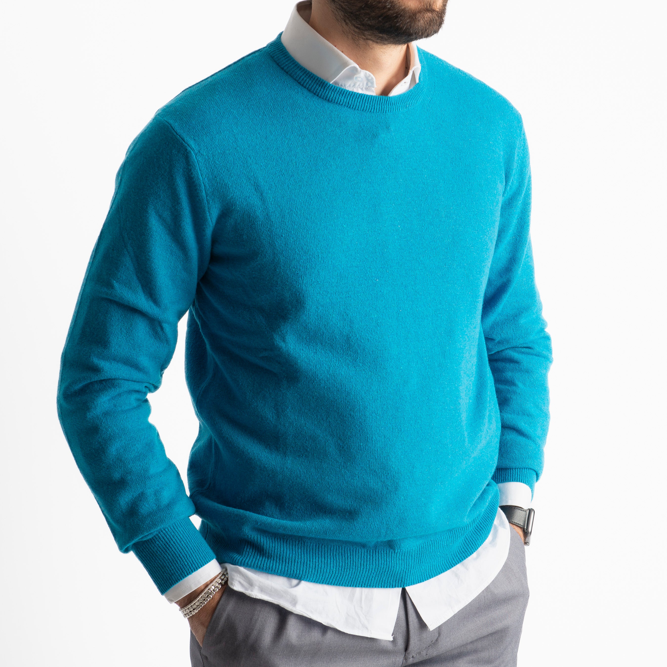 Maglioncino Misto Cashmere Ottanio