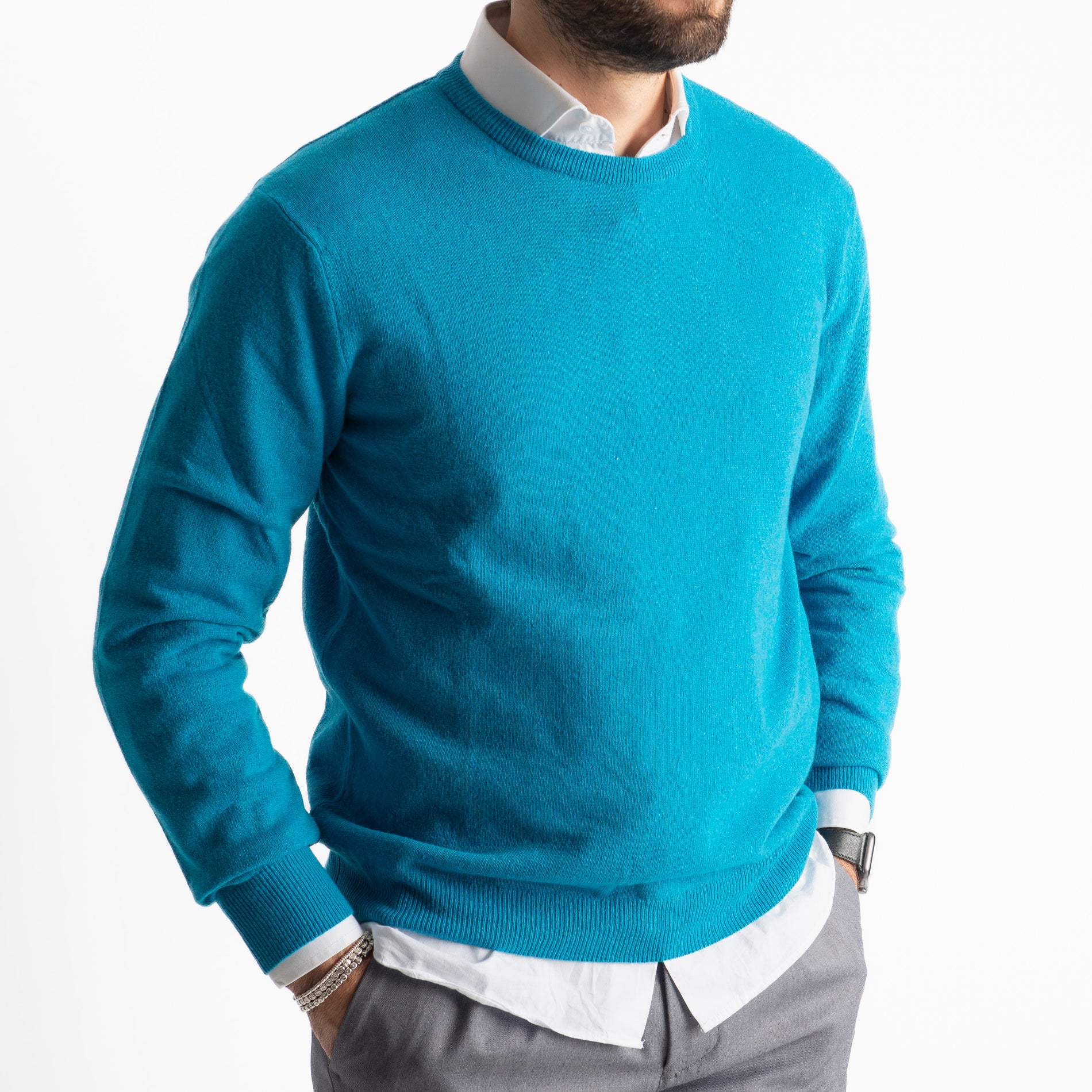 Maglioncino Misto Cashmere Ottanio