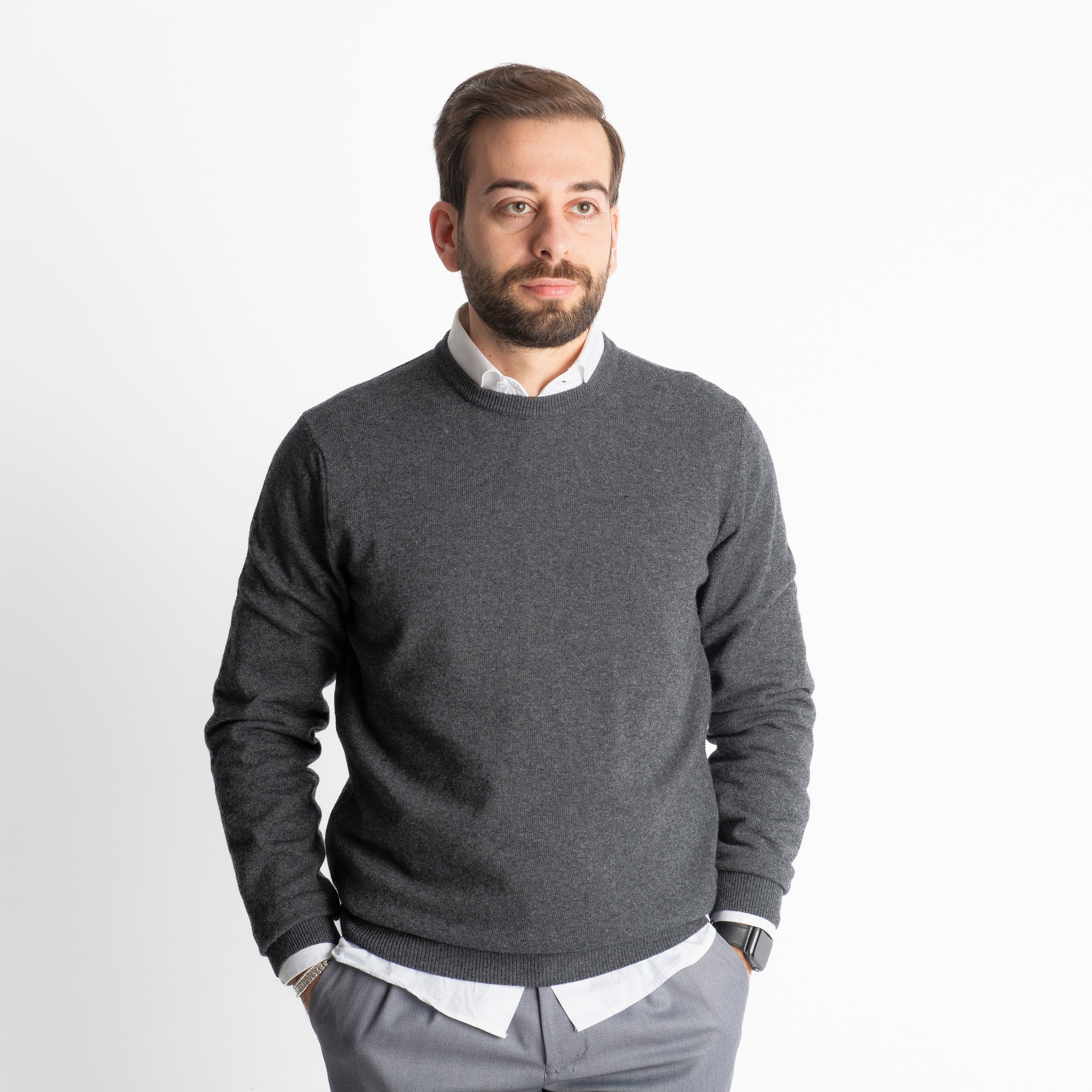 Maglioncino Misto Cashmere Grigio Antracite