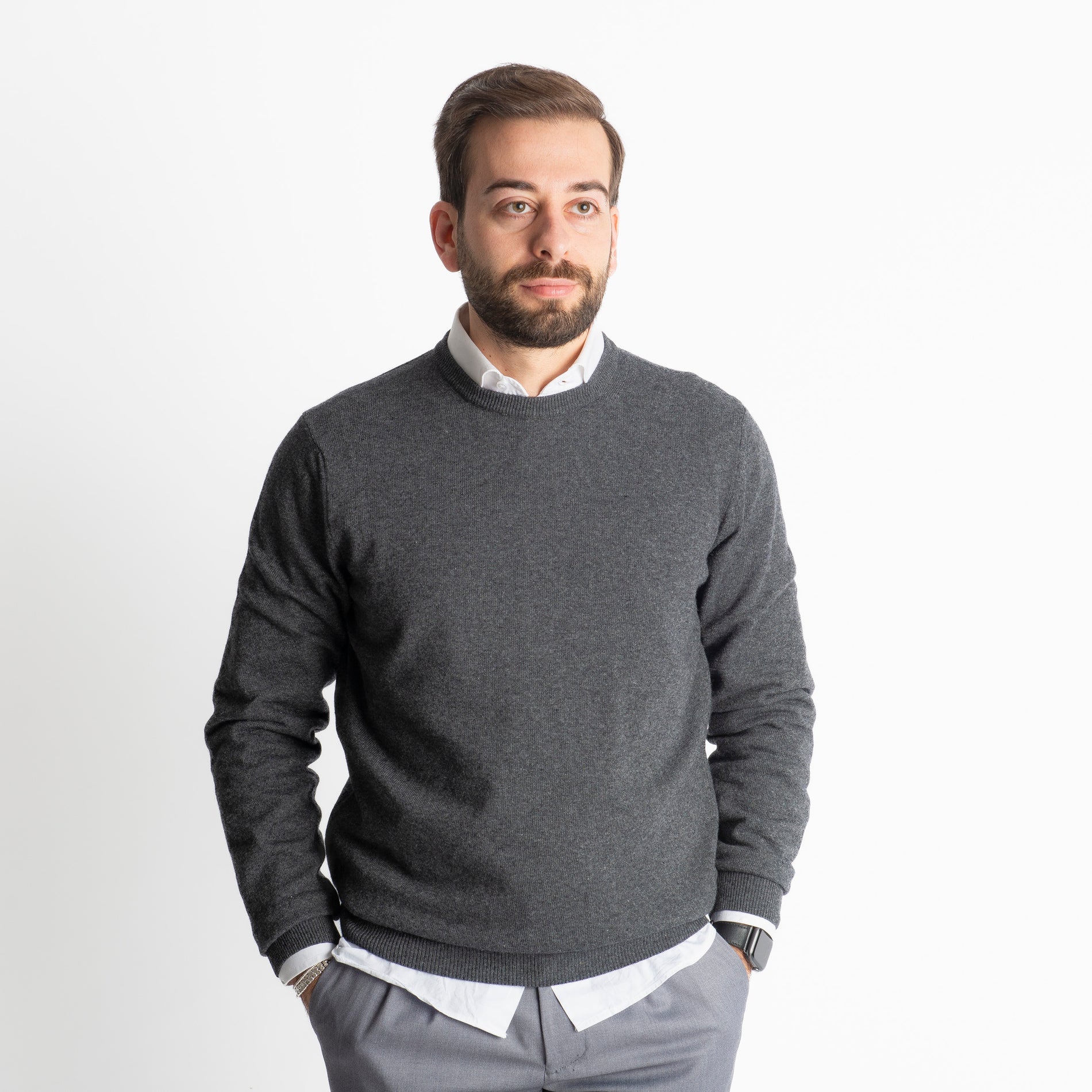 Maglioncino Misto Cashmere Grigio Antracite