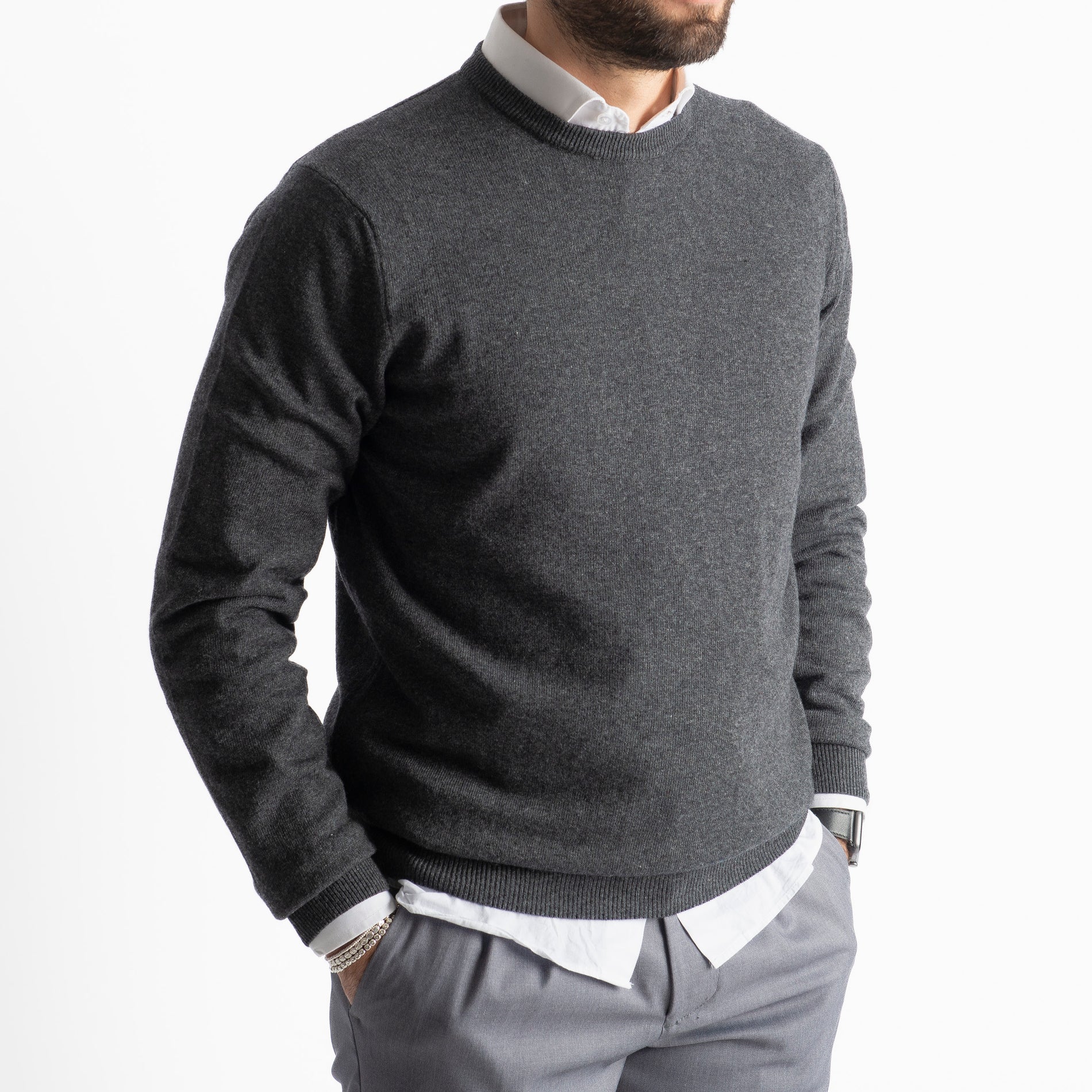 Maglioncino Misto Cashmere Grigio Antracite