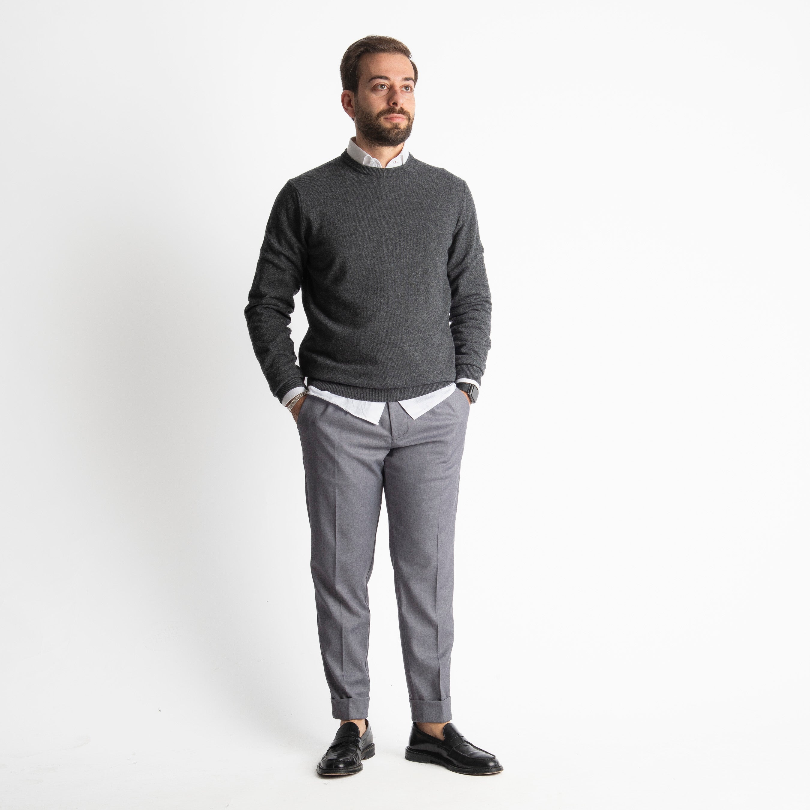 Maglioncino Misto Cashmere Grigio Antracite