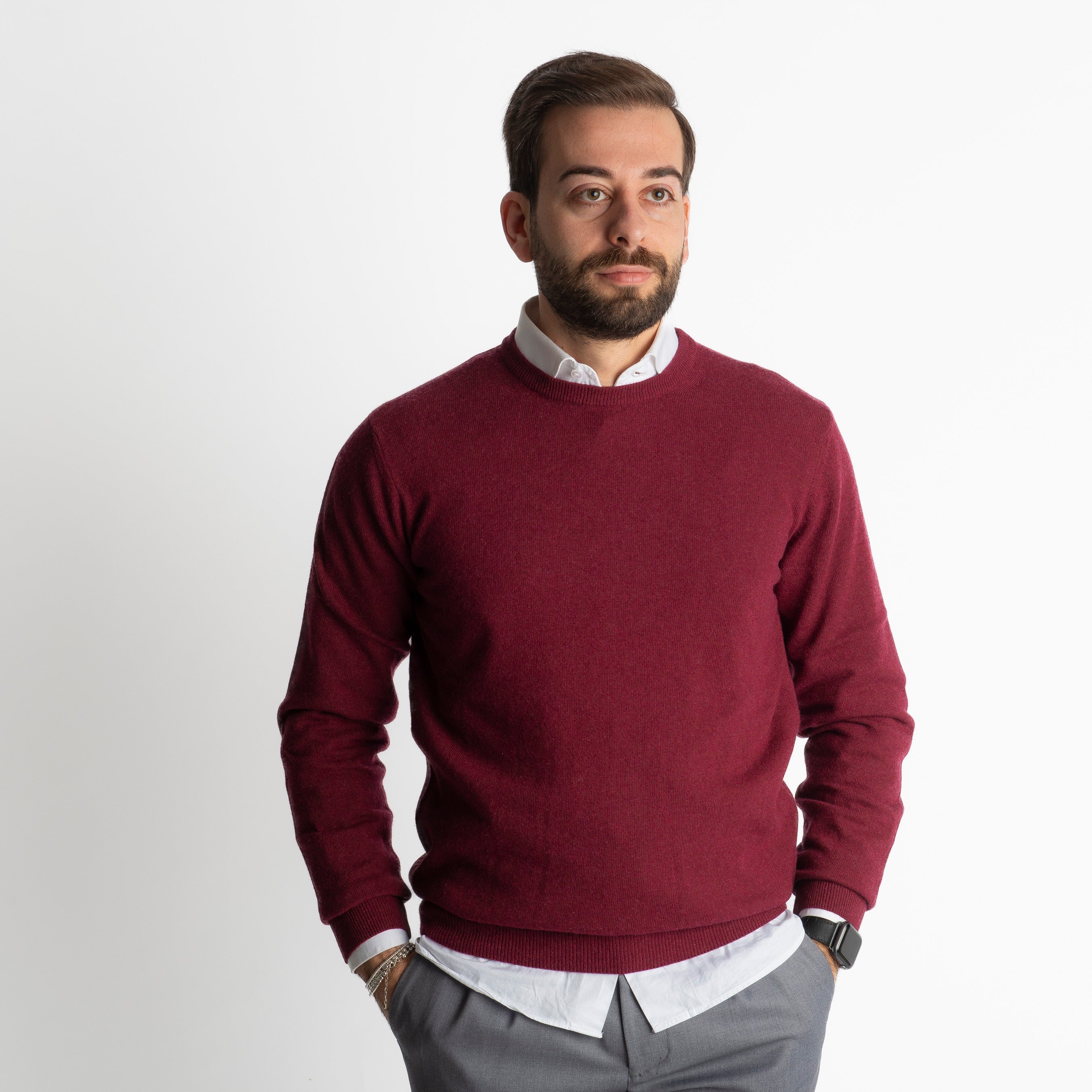 Maglioncino Misto Cashmere Bordeaux