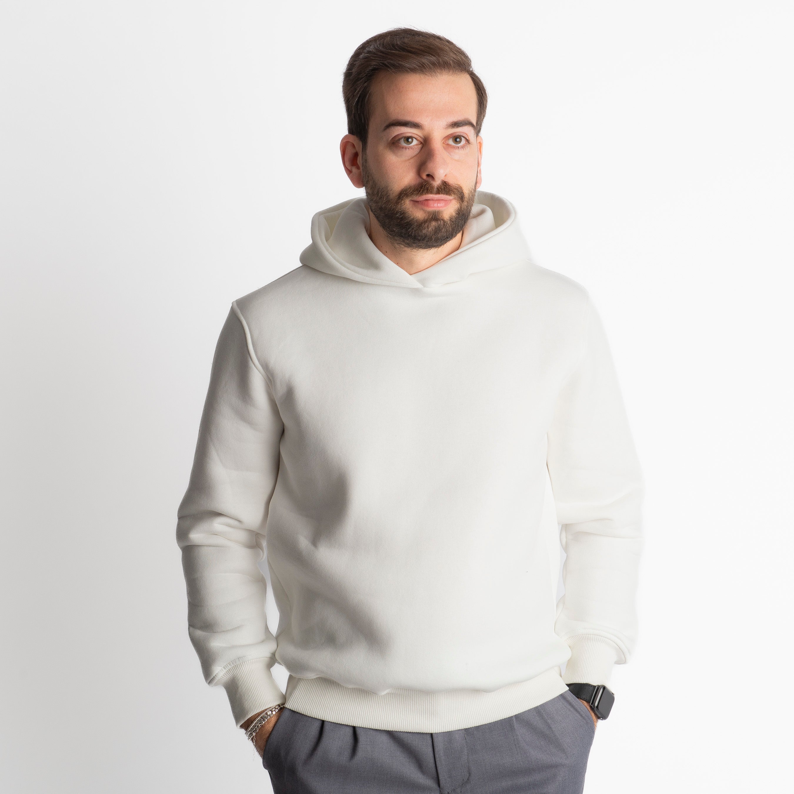 Felpa Uomo Con Cappuccio 0310 Bianca