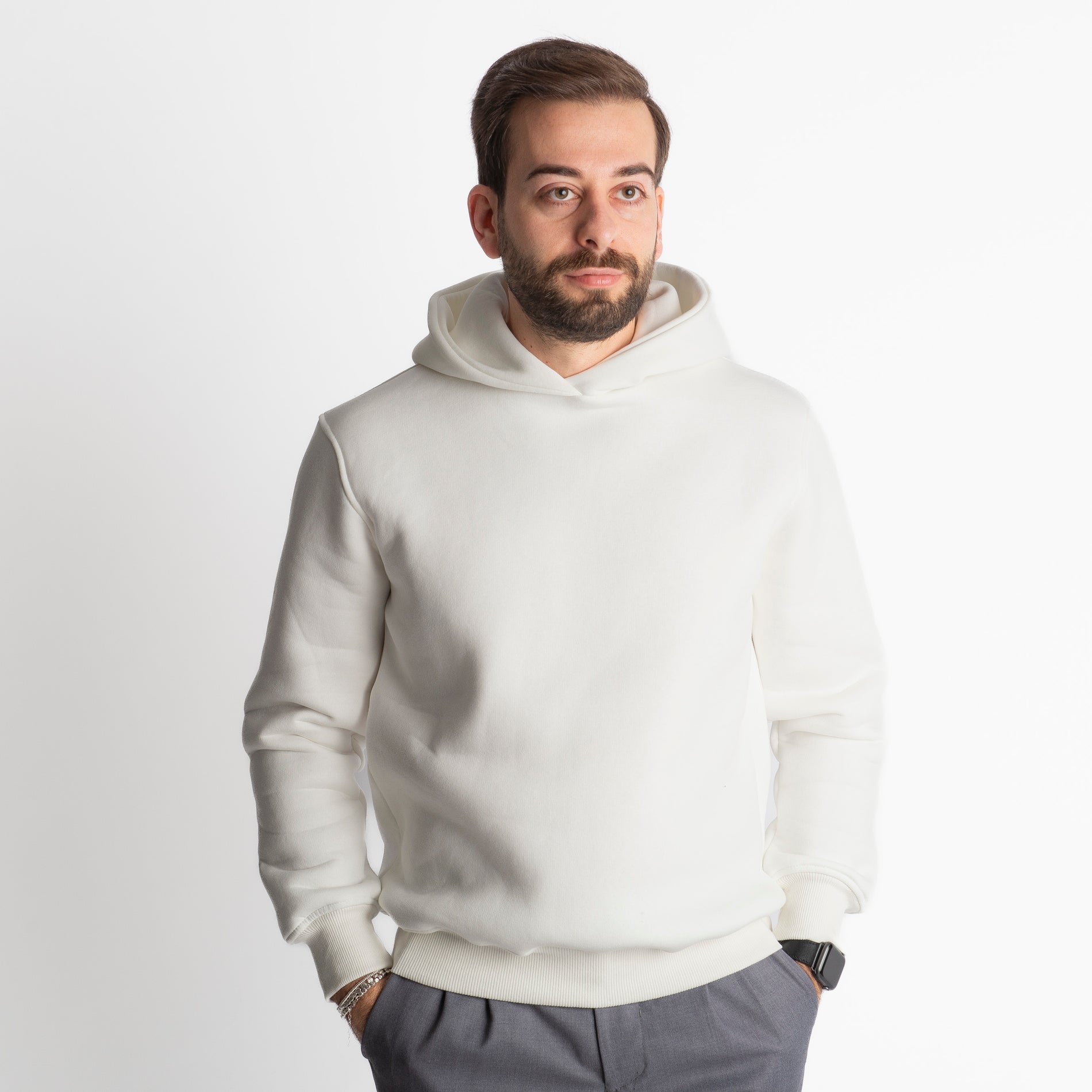 Felpa Uomo Con Cappuccio 0310 Bianca