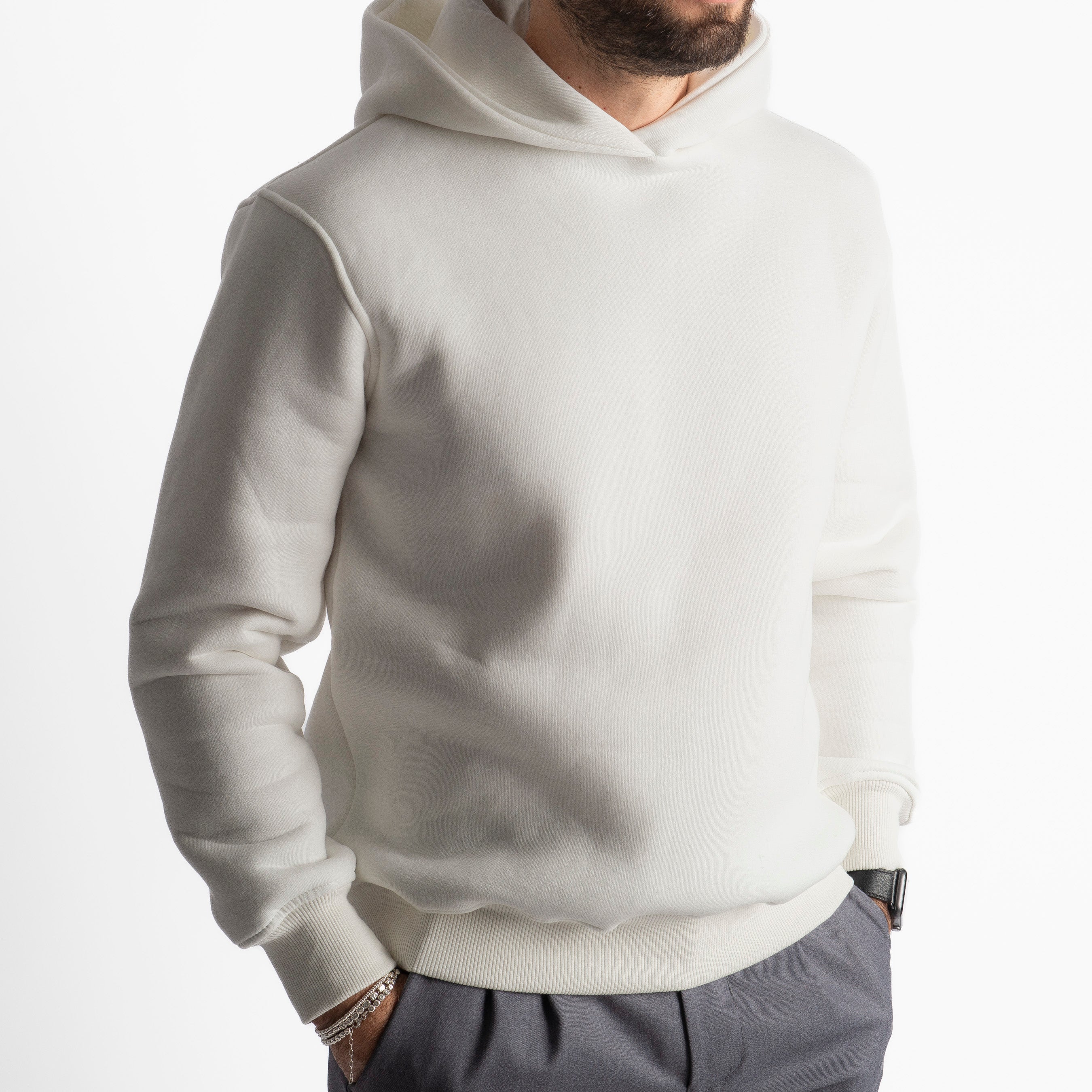 Felpa Uomo Con Cappuccio 0310 Bianca