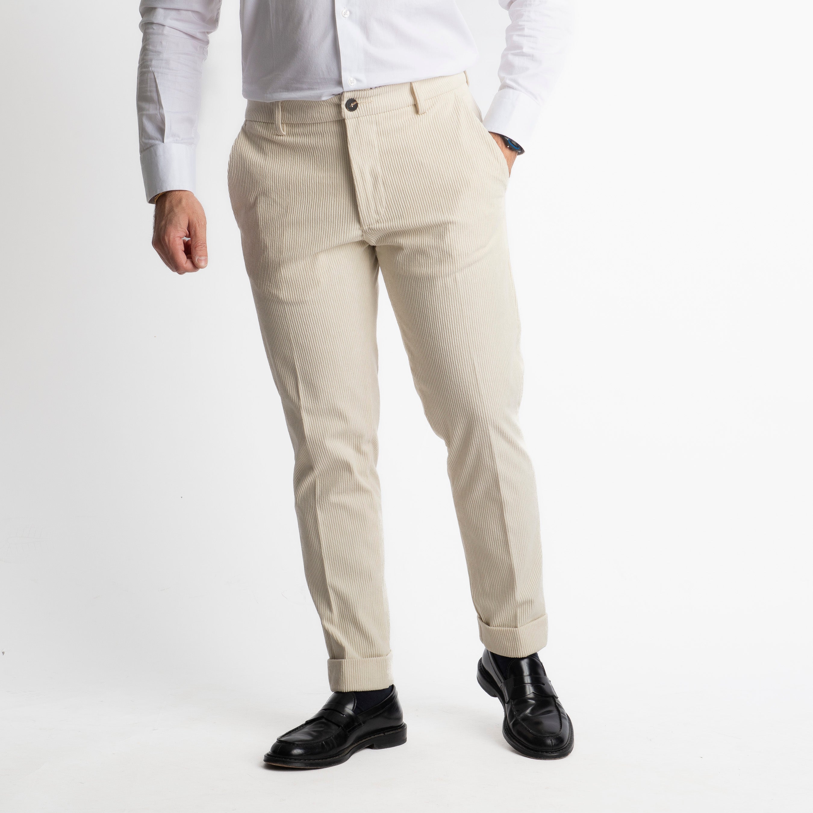 Pantalone Napoli In Velluto Panna