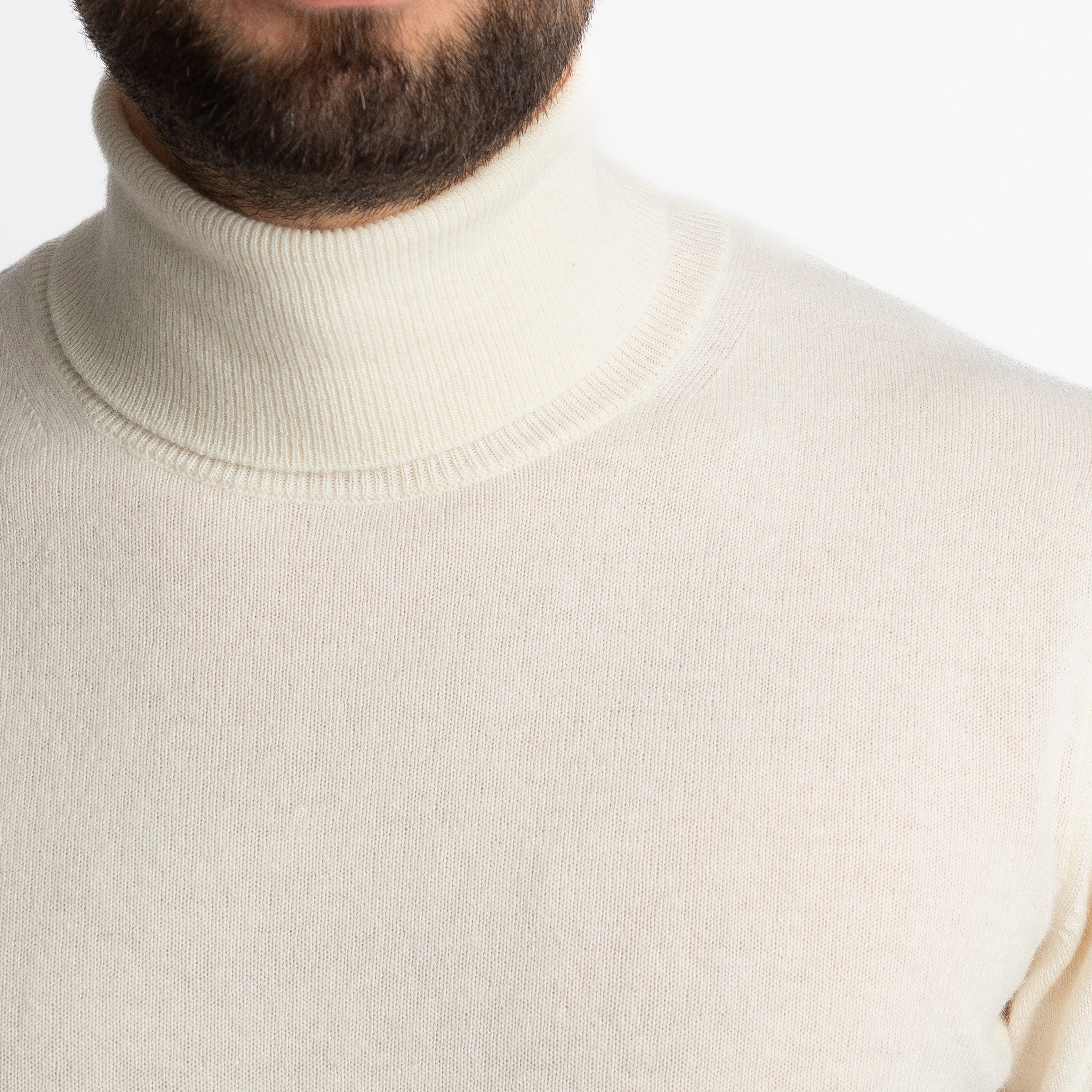 Maglioncino Collo Alto Misto Cashmere Panna