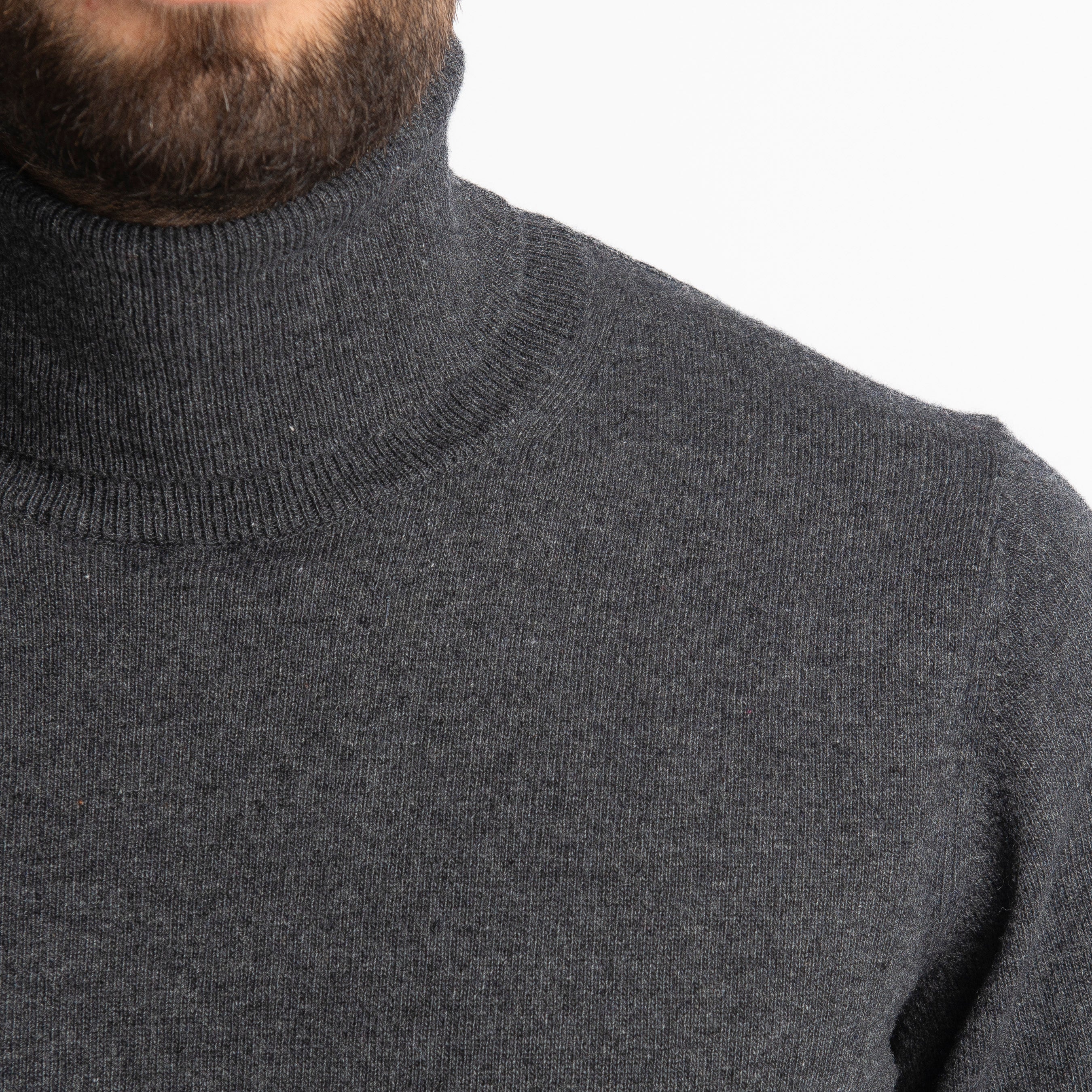 Maglioncino Collo Alto Misto Cashmere Grigio Antracite