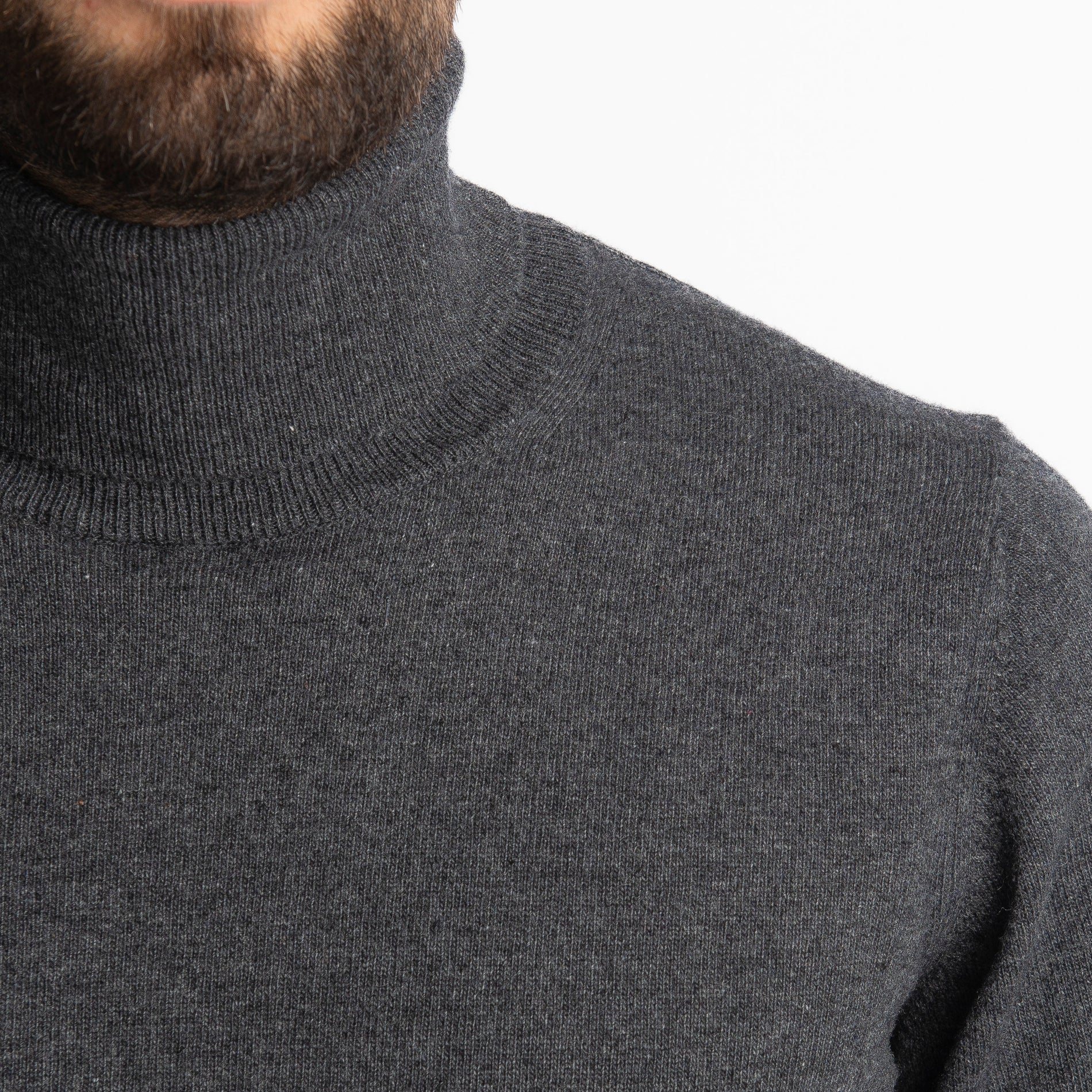 Maglioncino Collo Alto Misto Cashmere Grigio Antracite