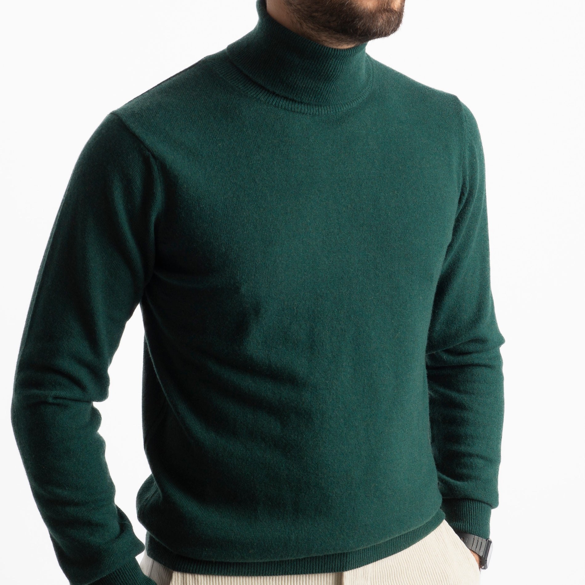 Maglioncino Collo Alto Misto Cashmere Verde Loden