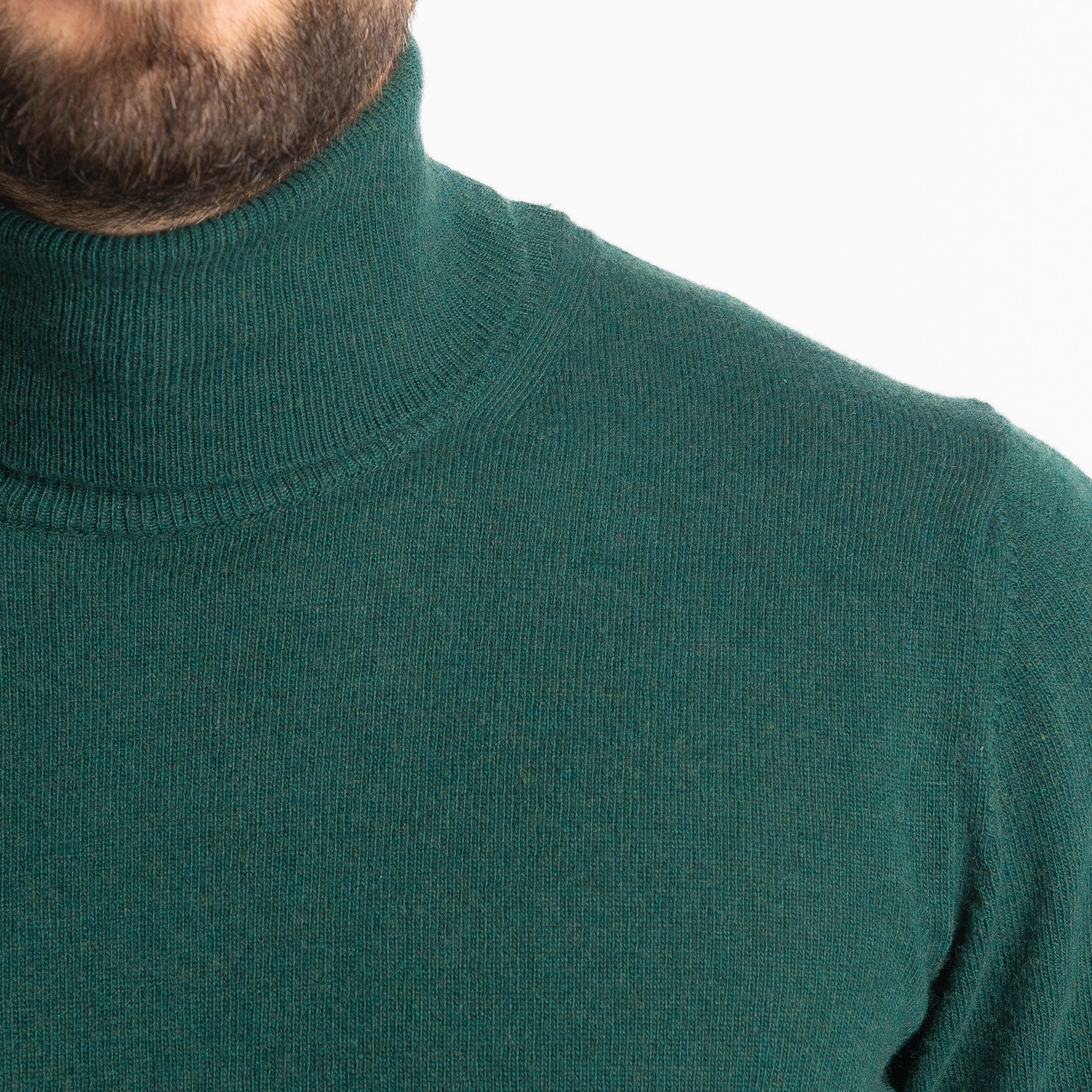 Maglioncino Collo Alto Misto Cashmere Verde Loden