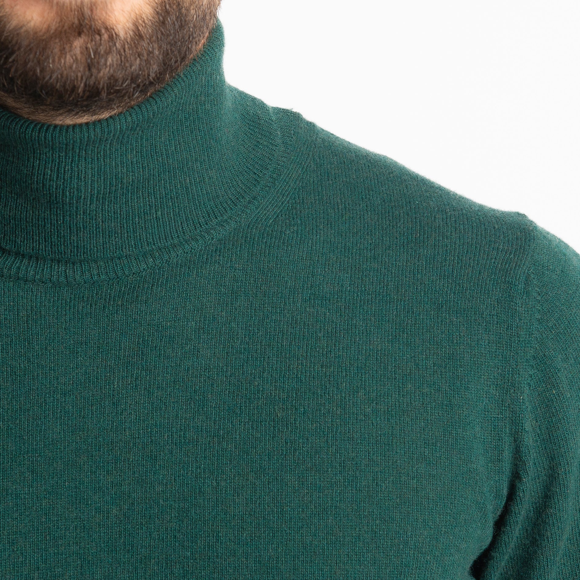 Maglioncino Collo Alto Misto Cashmere Verde Loden