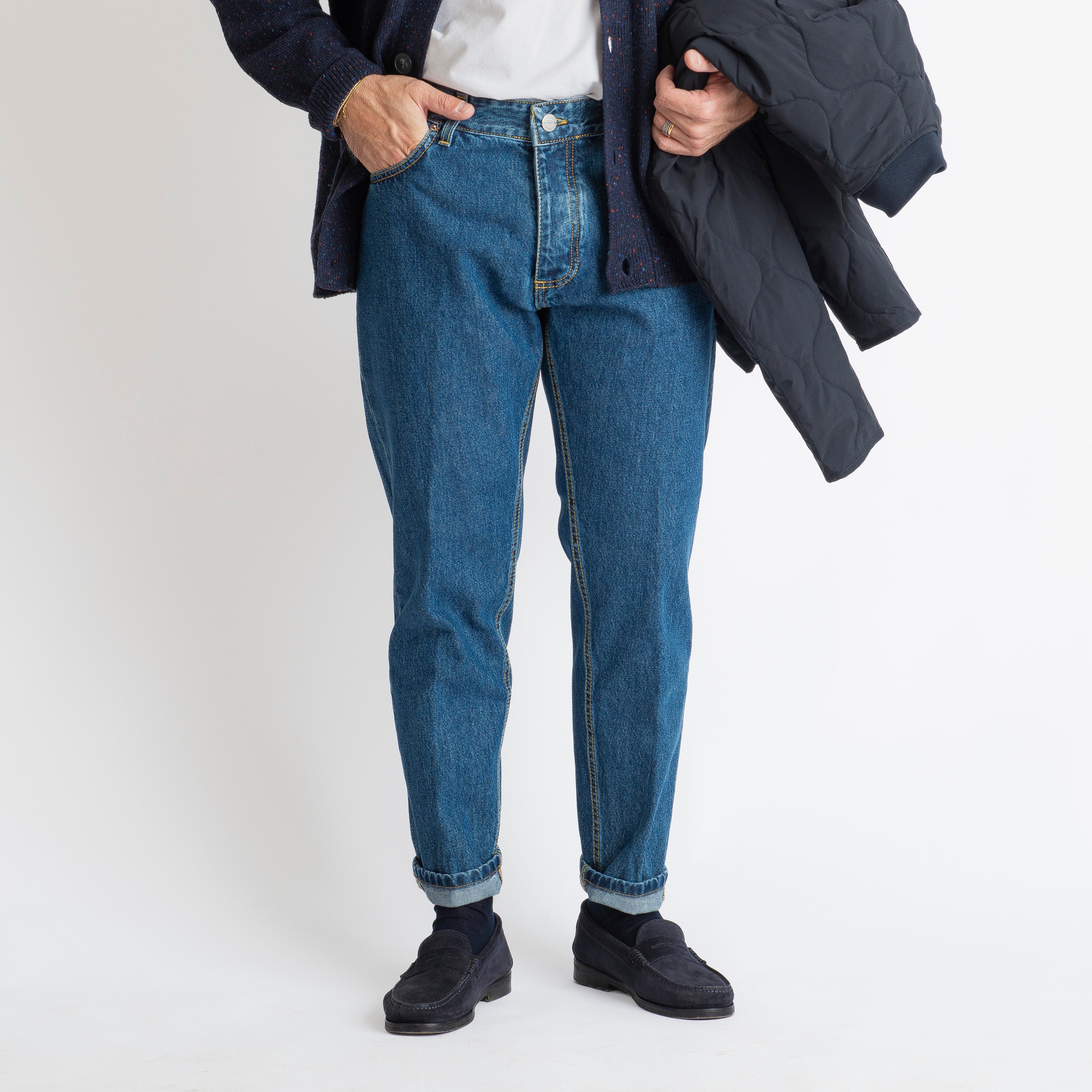 Jeans Straight Fit Stone Washed - Cotone Mercerizzato