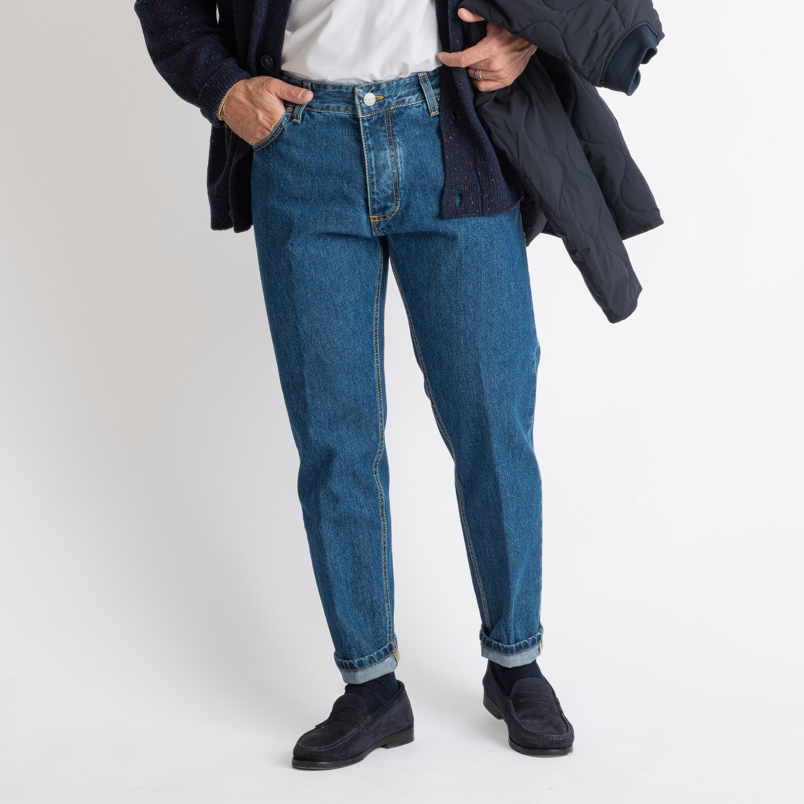 Jeans Straight Fit Stone Washed - Cotone Mercerizzato
