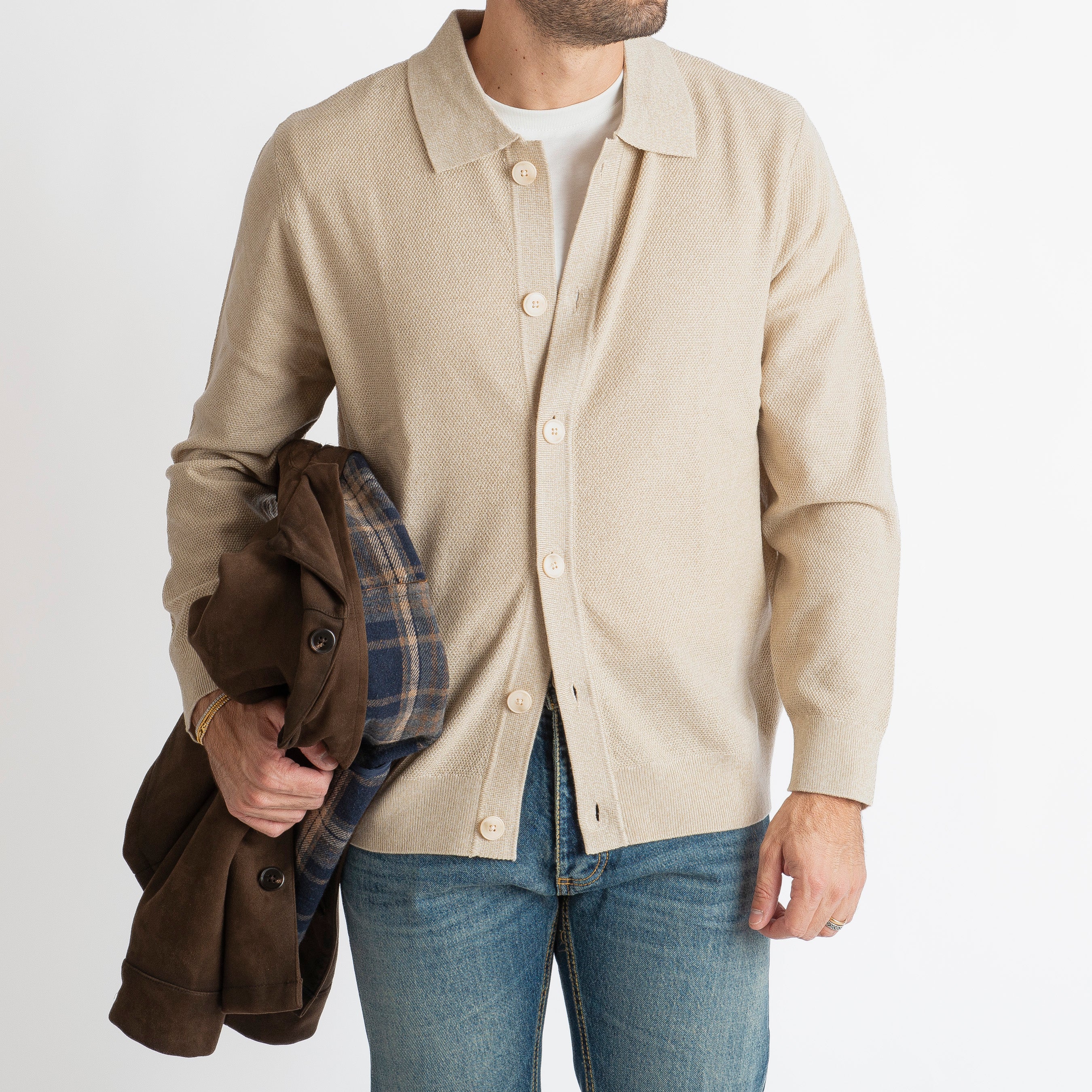 Cardigan con Bottoni Malaga Beige