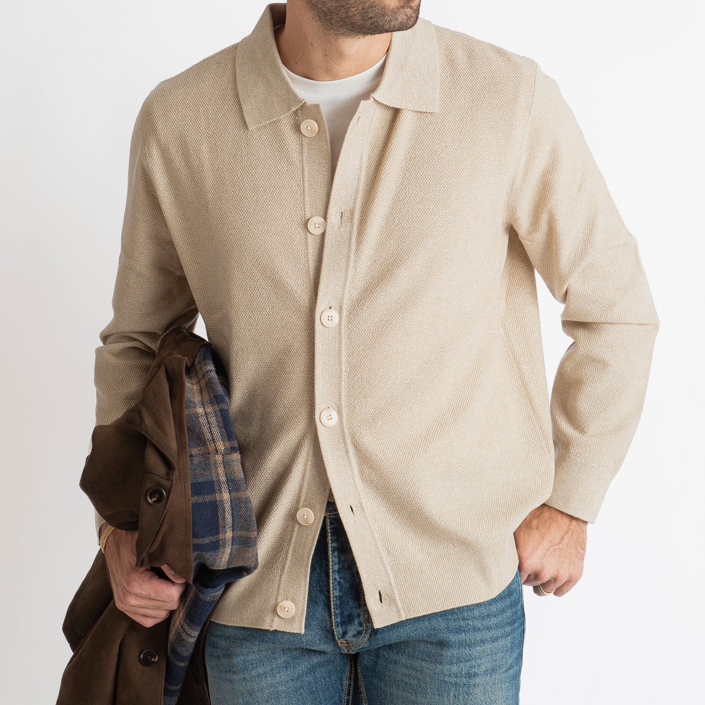 Cardigan con Bottoni Malaga Beige