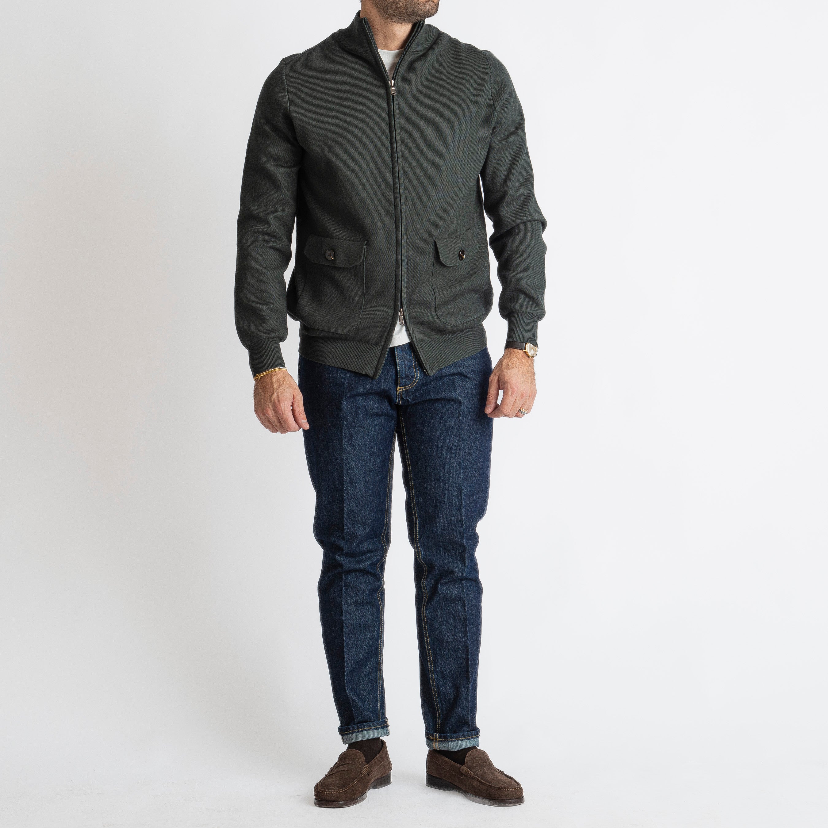 Cardigan con Zip Verde