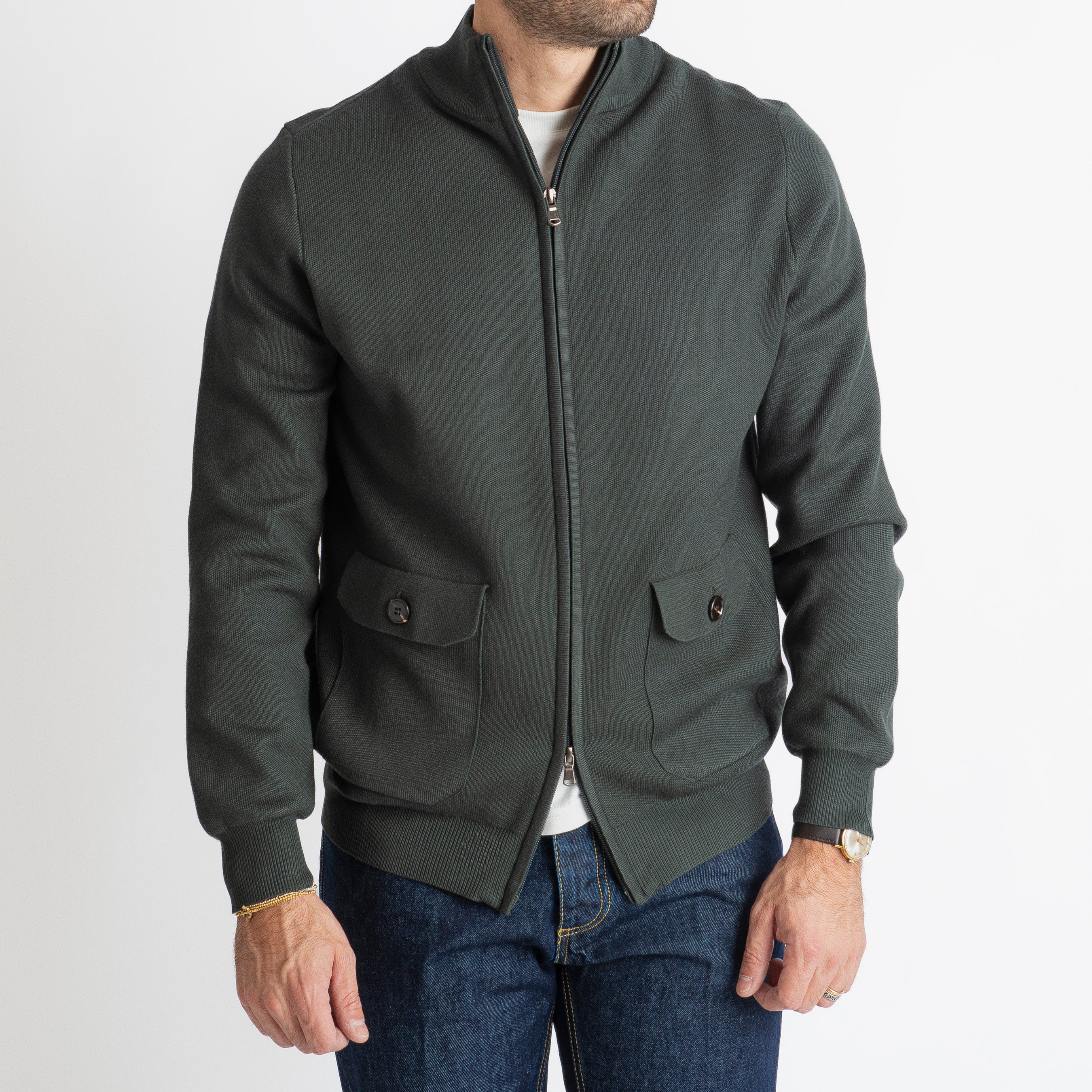 Cardigan con Zip Verde