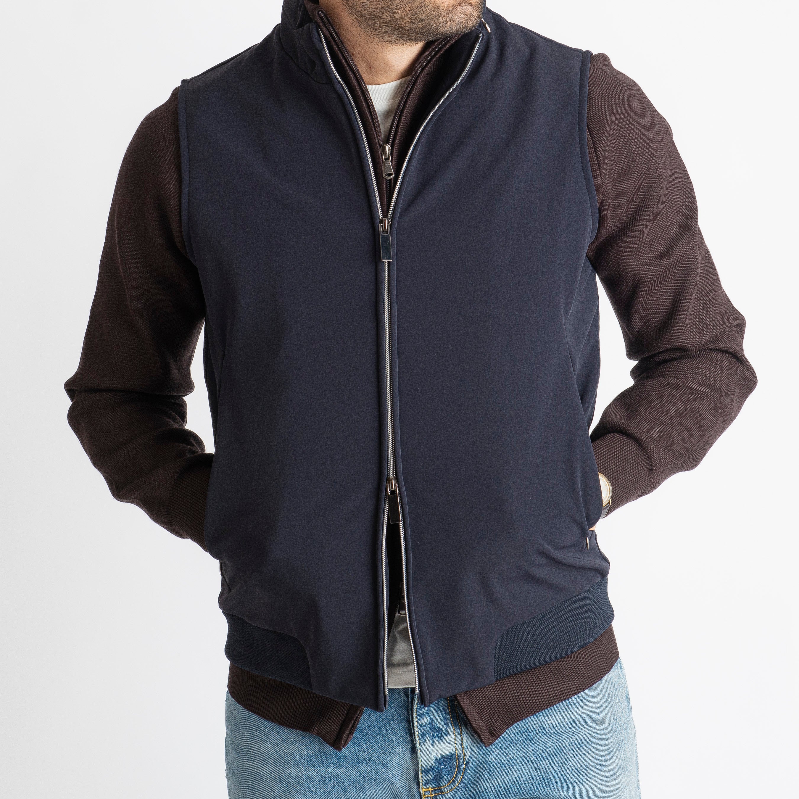 Gilet con Zip Blu