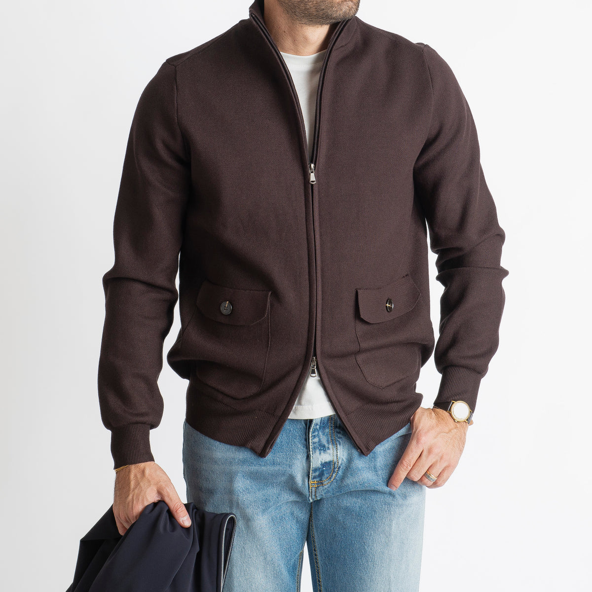 Cardigan con Zip Testa di Moro
