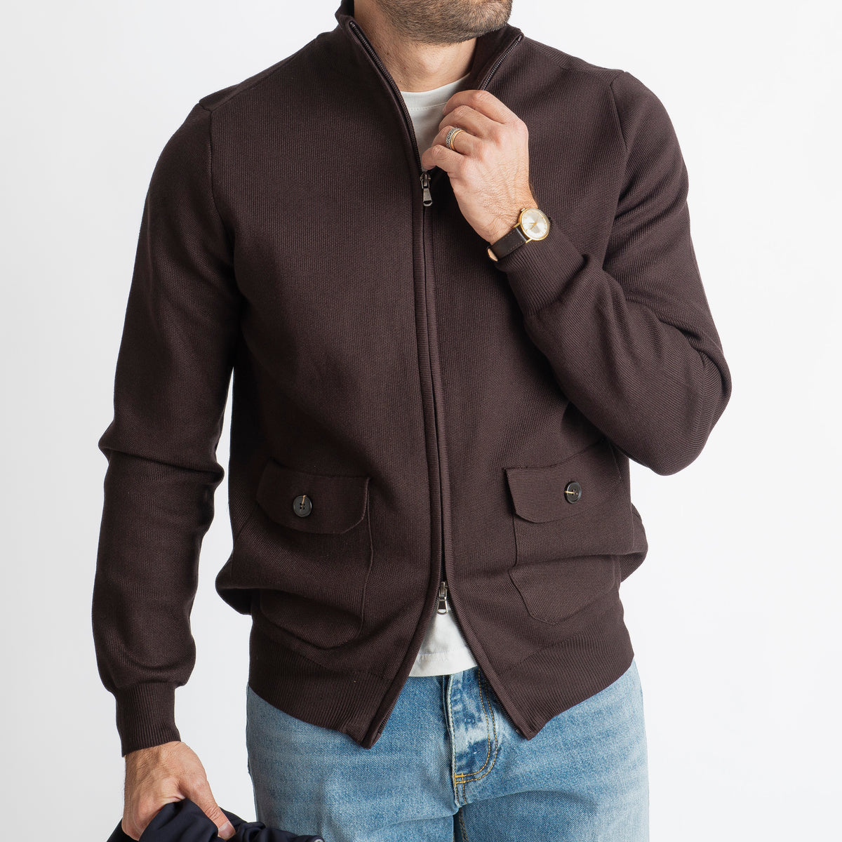 Cardigan con Zip Testa di Moro