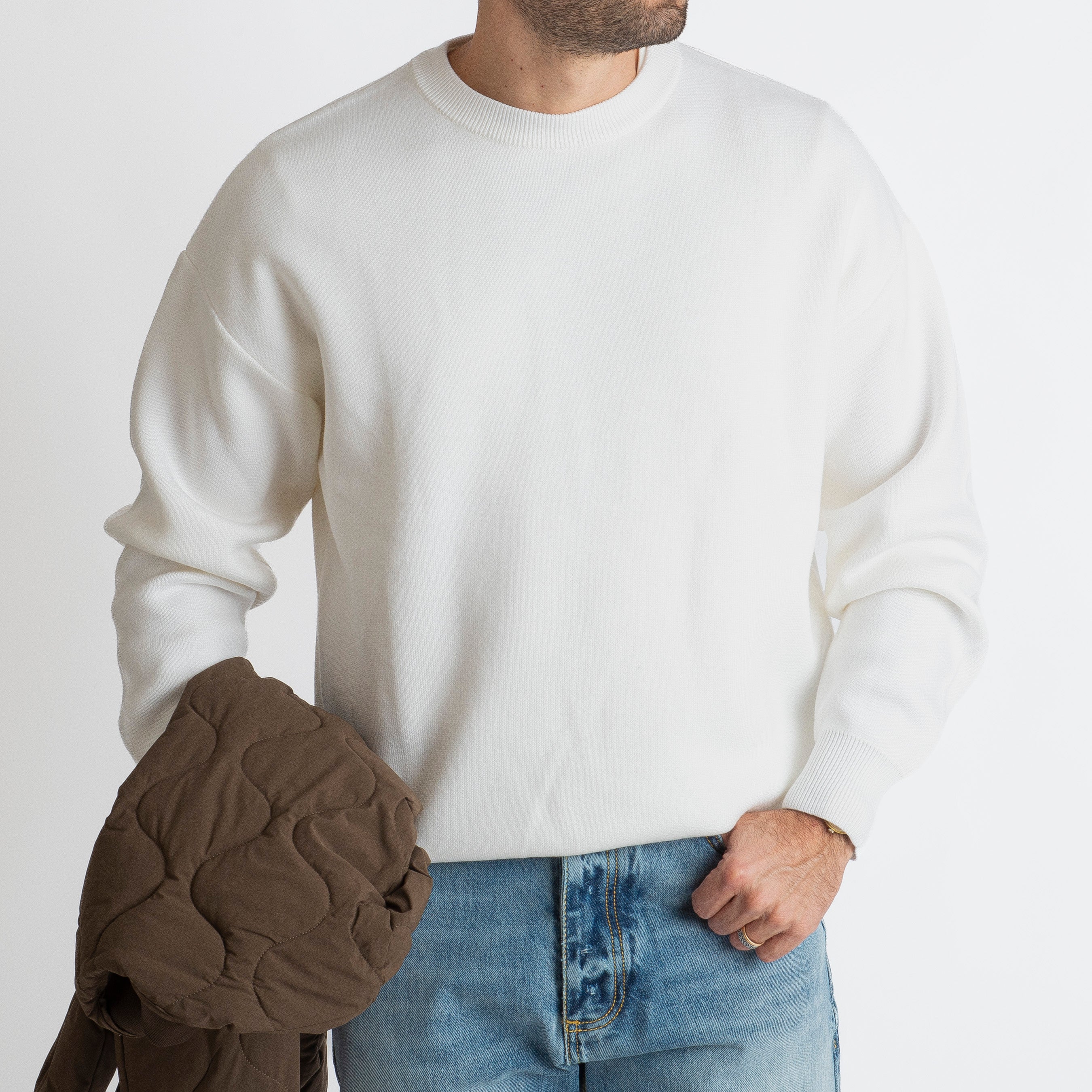 Maglione Girocollo Oversize Panna