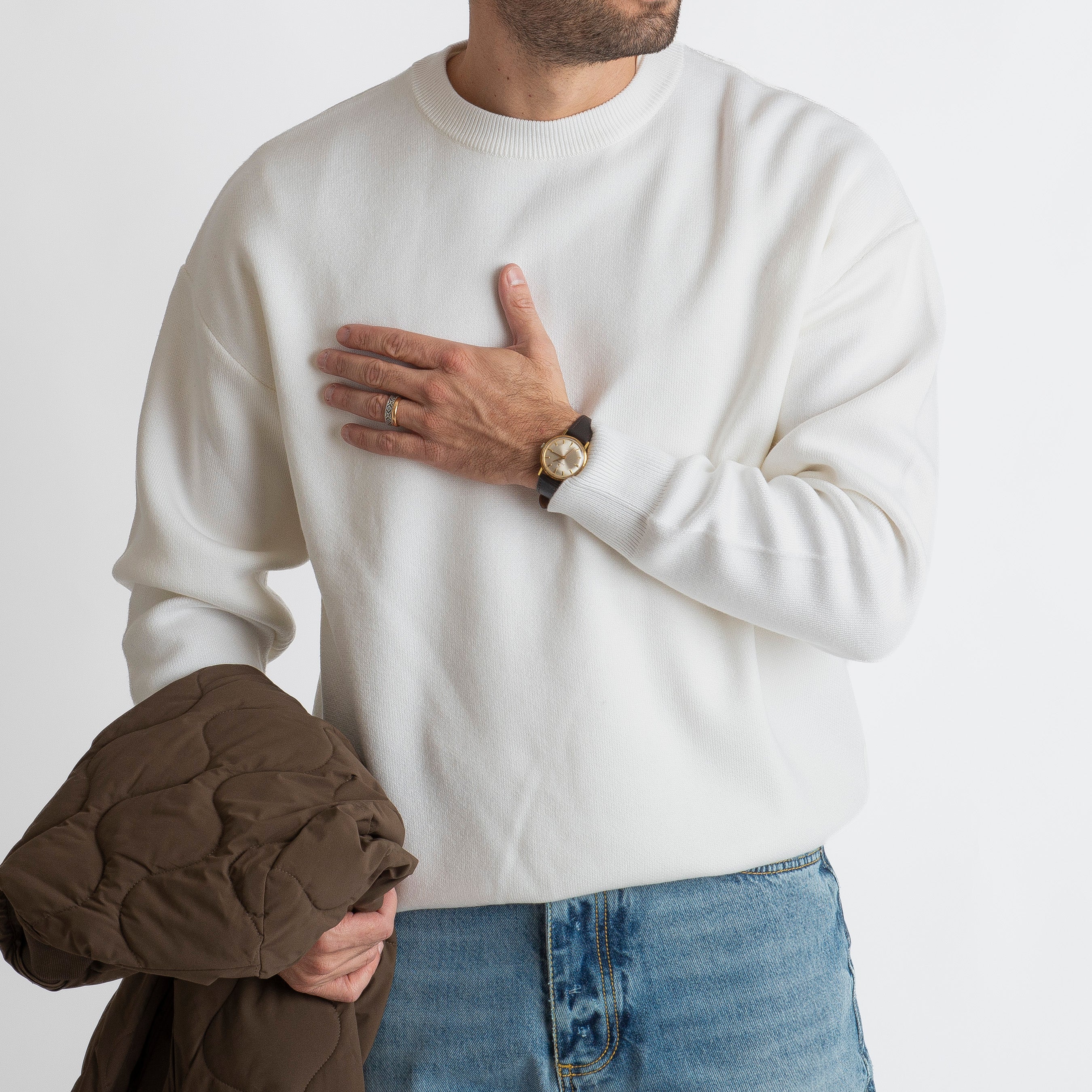 Maglione Girocollo Oversize Panna