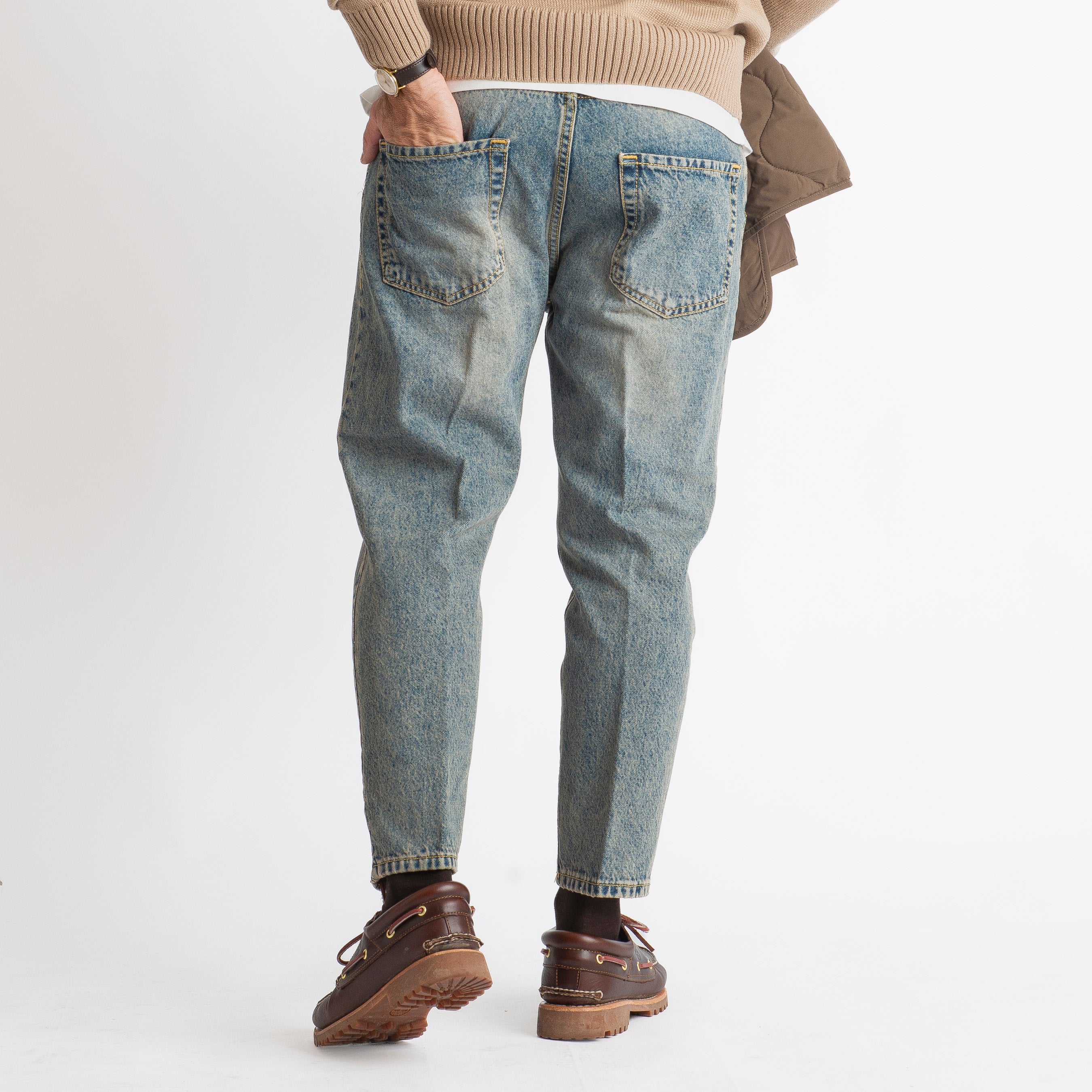 Jeans Carrot Fit Sabbiato - Cotone Mercerizzato