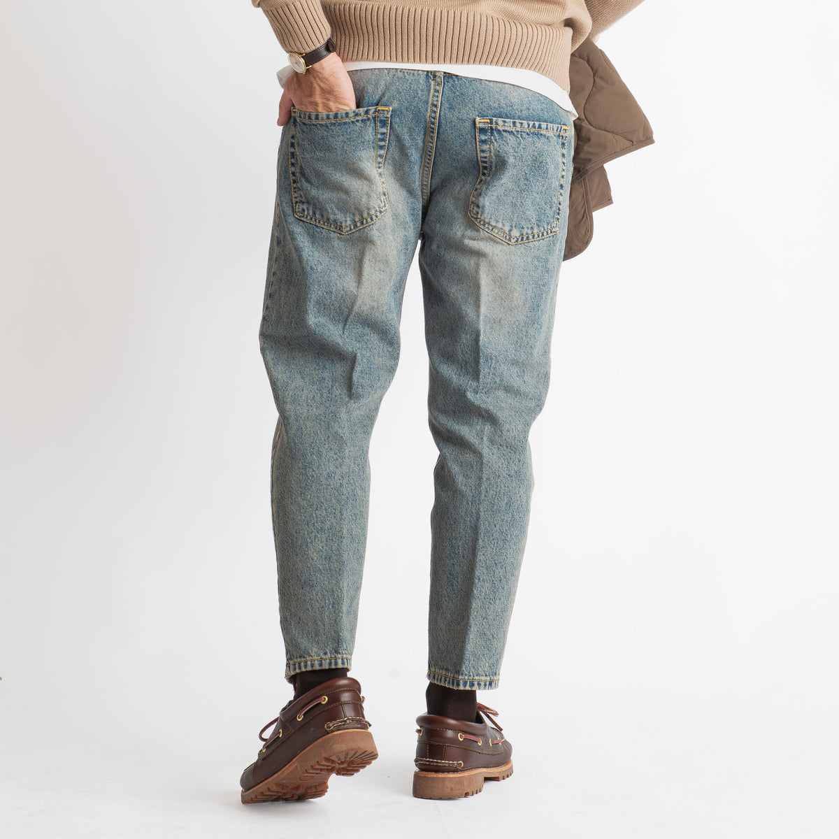 Jeans Carrot Fit Sabbiato - Cotone Mercerizzato