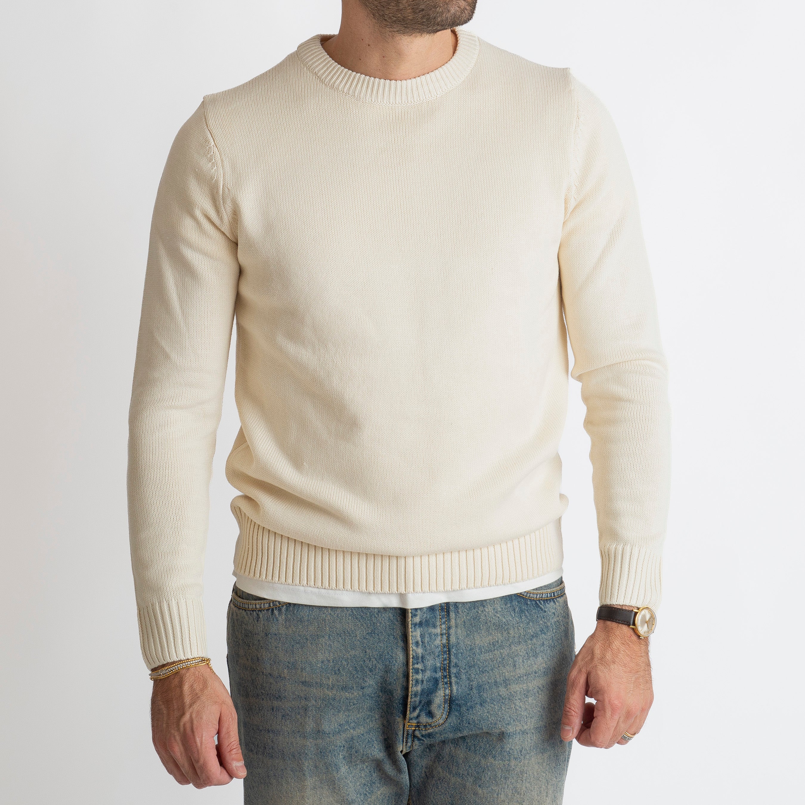 Maglione Girocollo Costa Inglese Panna