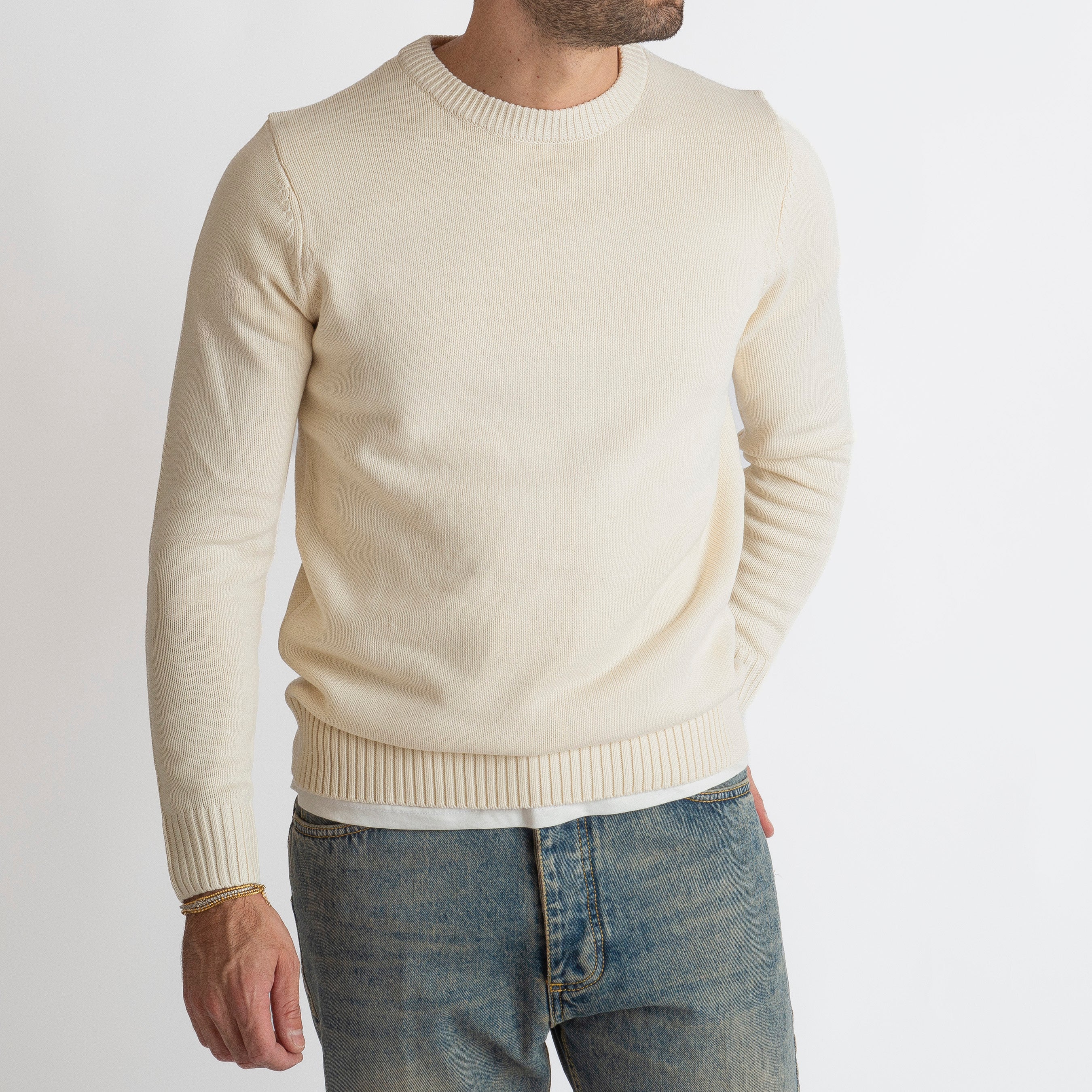 Maglione Girocollo Costa Inglese Panna