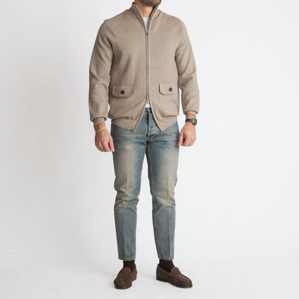Cardigan con Zip Beige