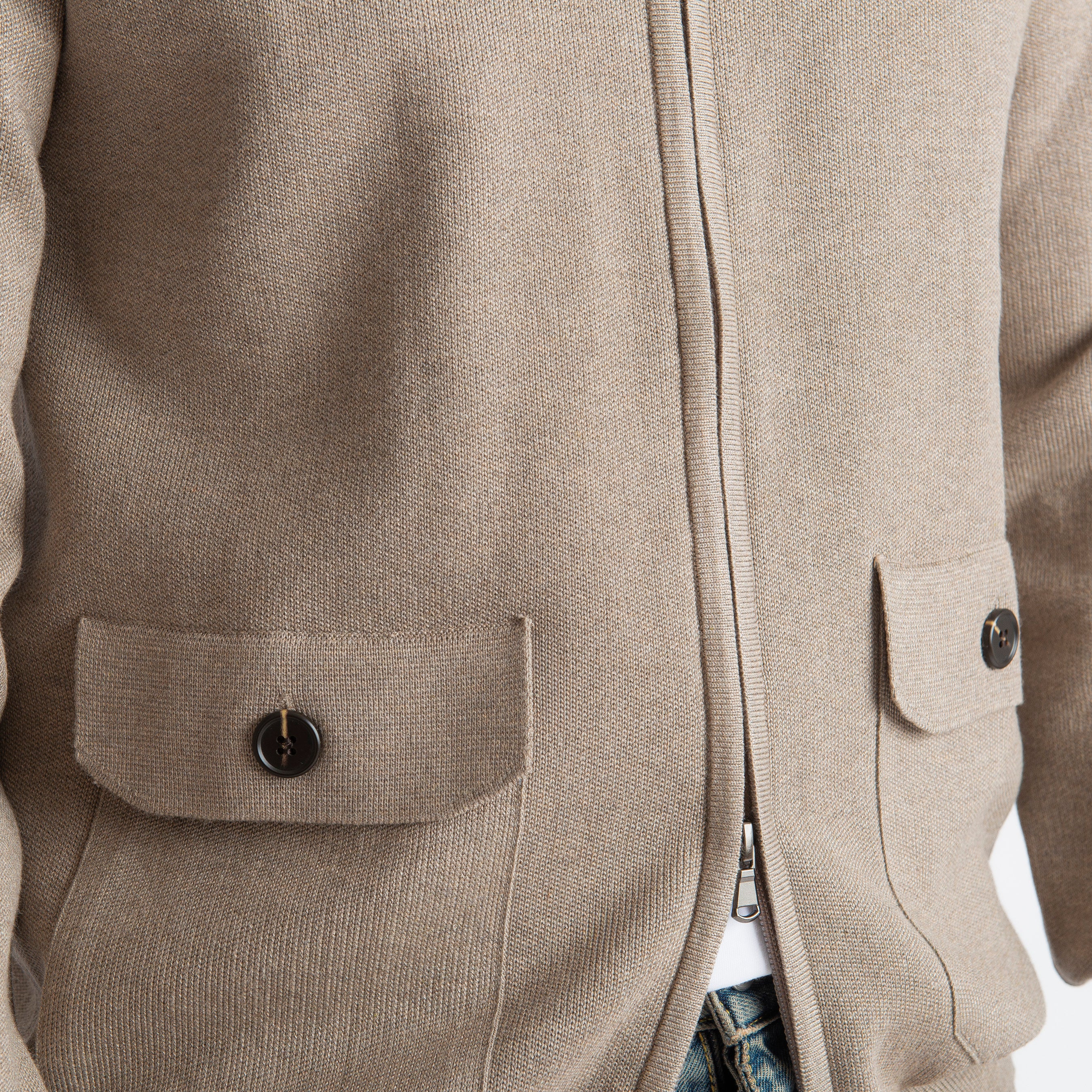 Cardigan con Zip Beige