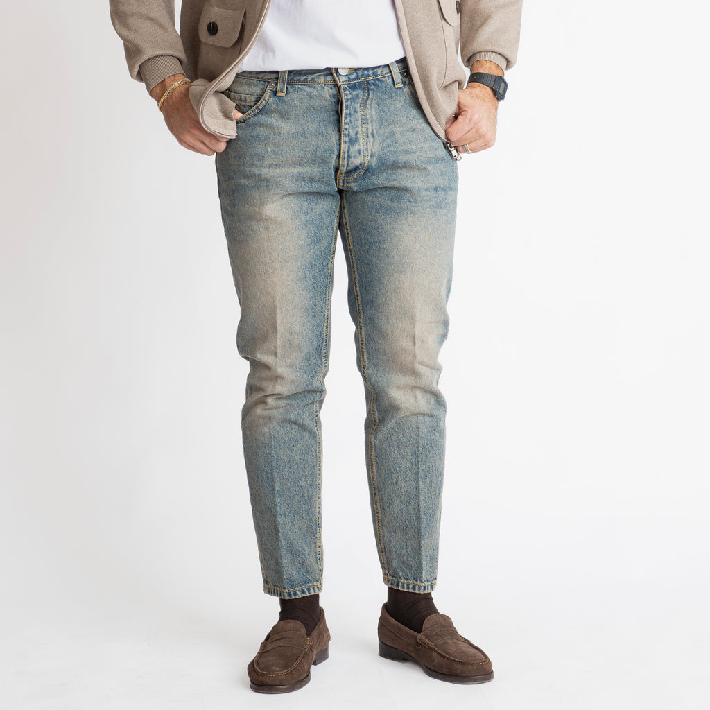 Jeans Slim Fit Sabbiato – Cotone Mercerizzato