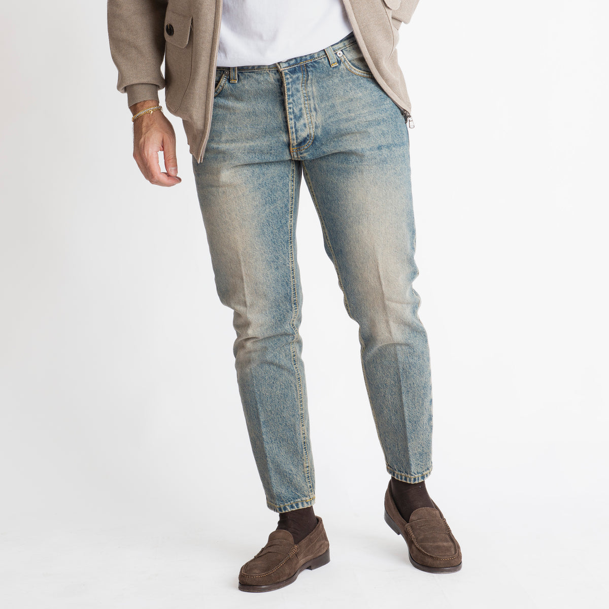 Jeans Slim Fit Sabbiato – Cotone Mercerizzato