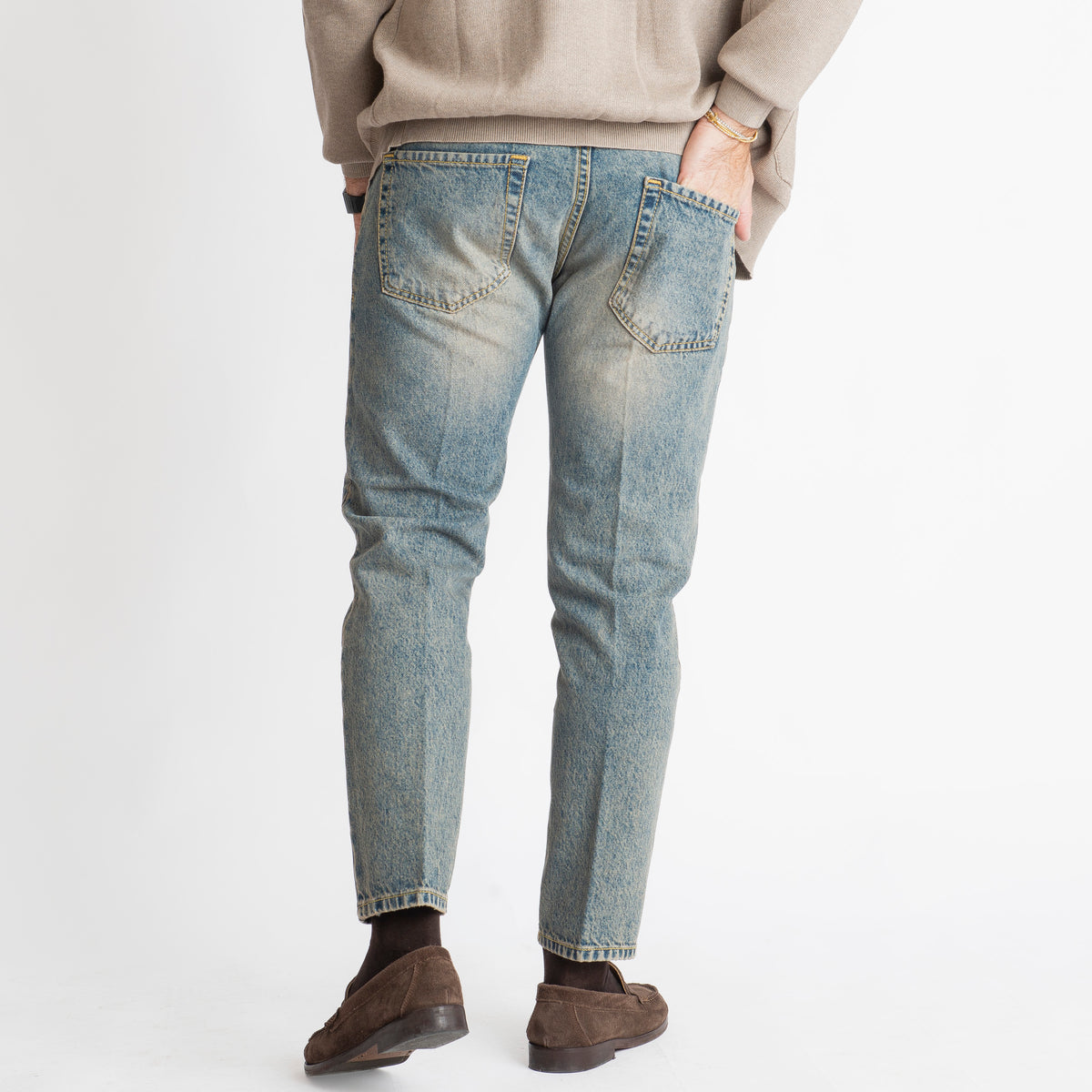 Jeans Slim Fit Sabbiato – Cotone Mercerizzato