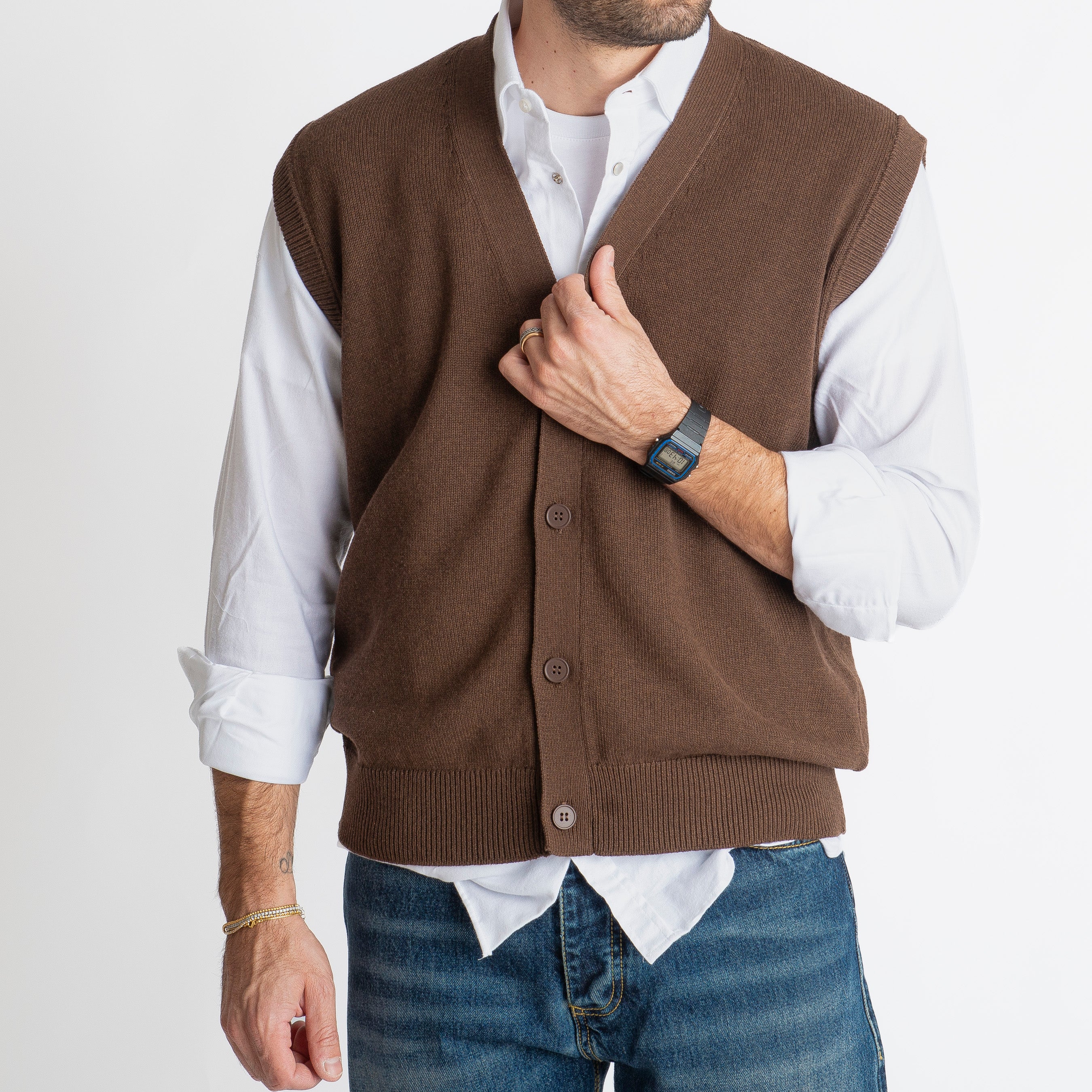 Gilet in Maglia Relaxed Fit Testa di Moro