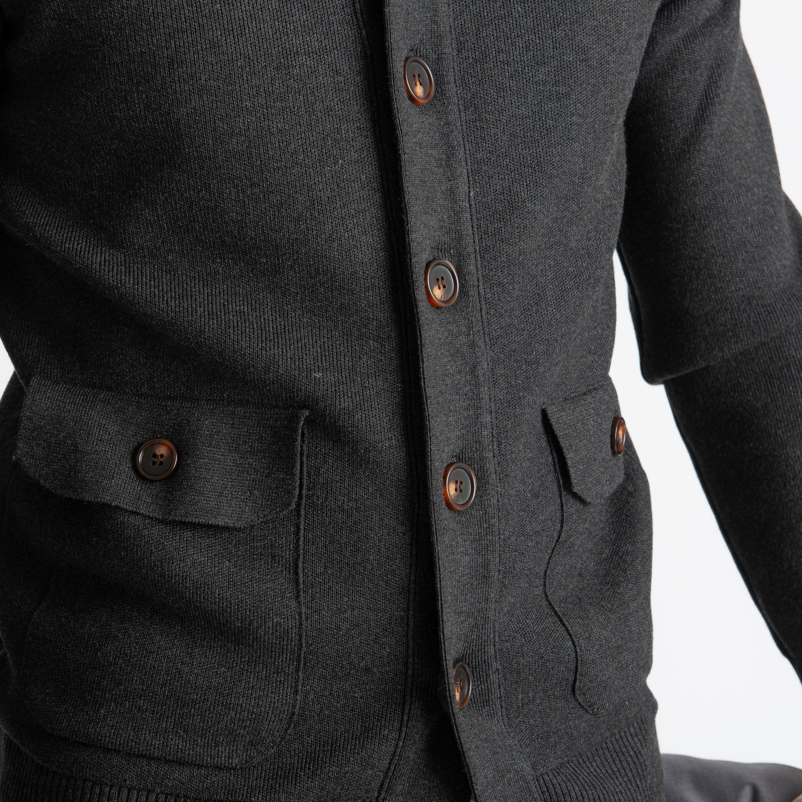 Cardigan con Bottoni Grigio Antracite