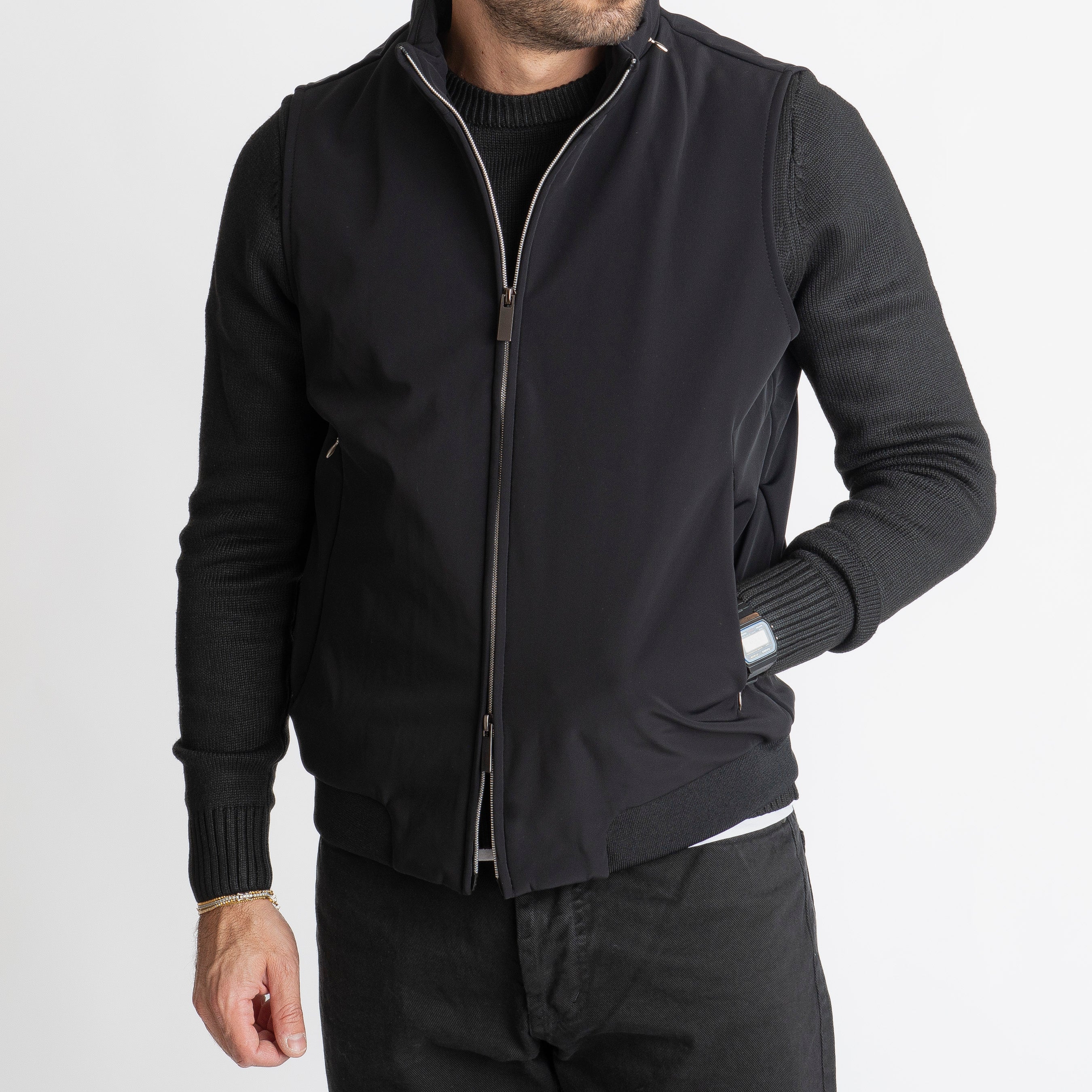 Gilet con Zip Nero