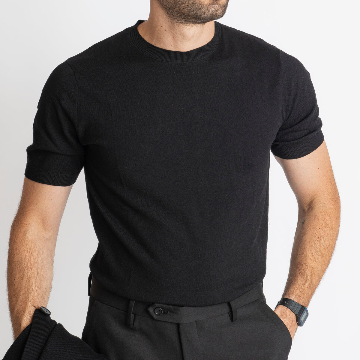 T-shirt In Filo X871 Nero