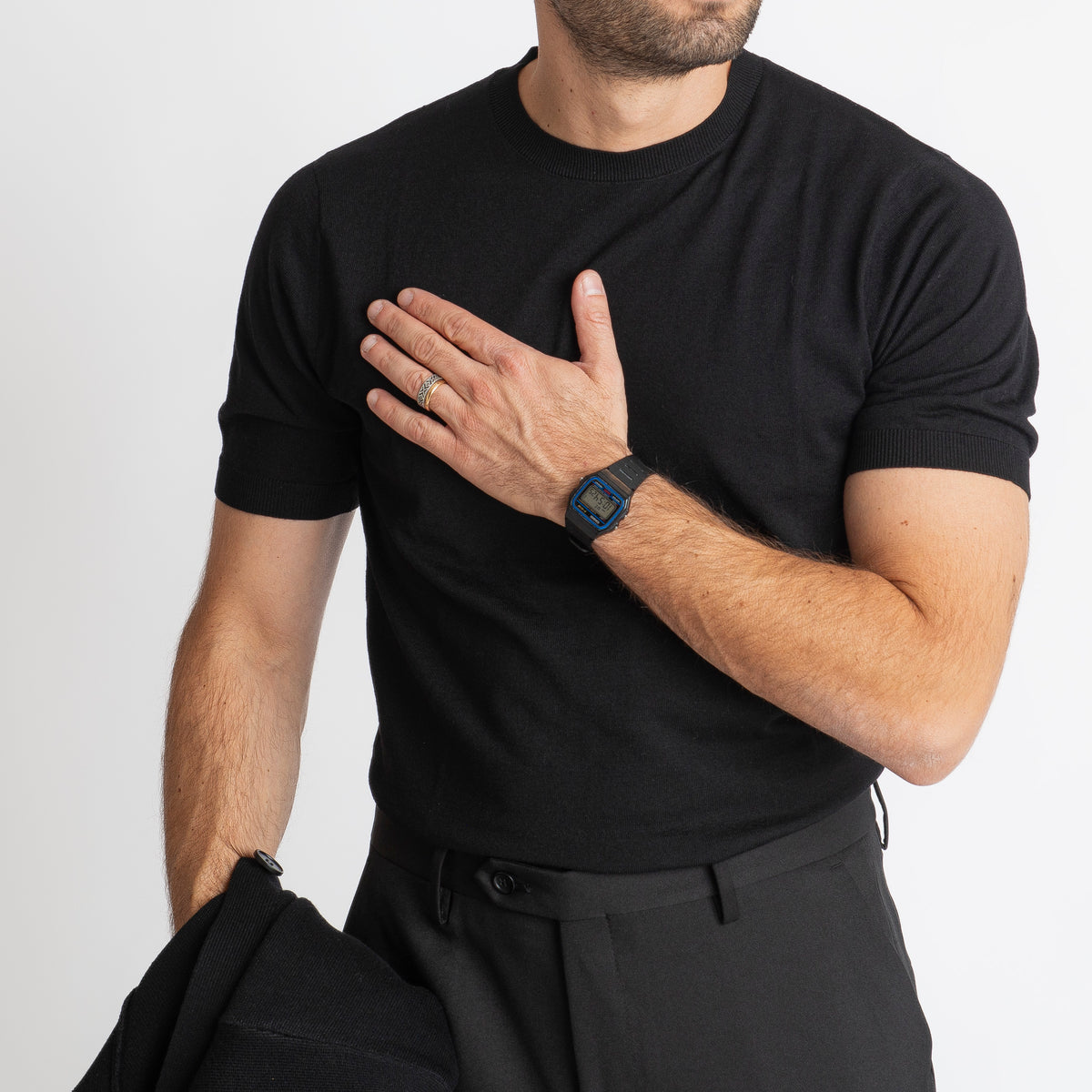 T-shirt In Filo X871 Nero