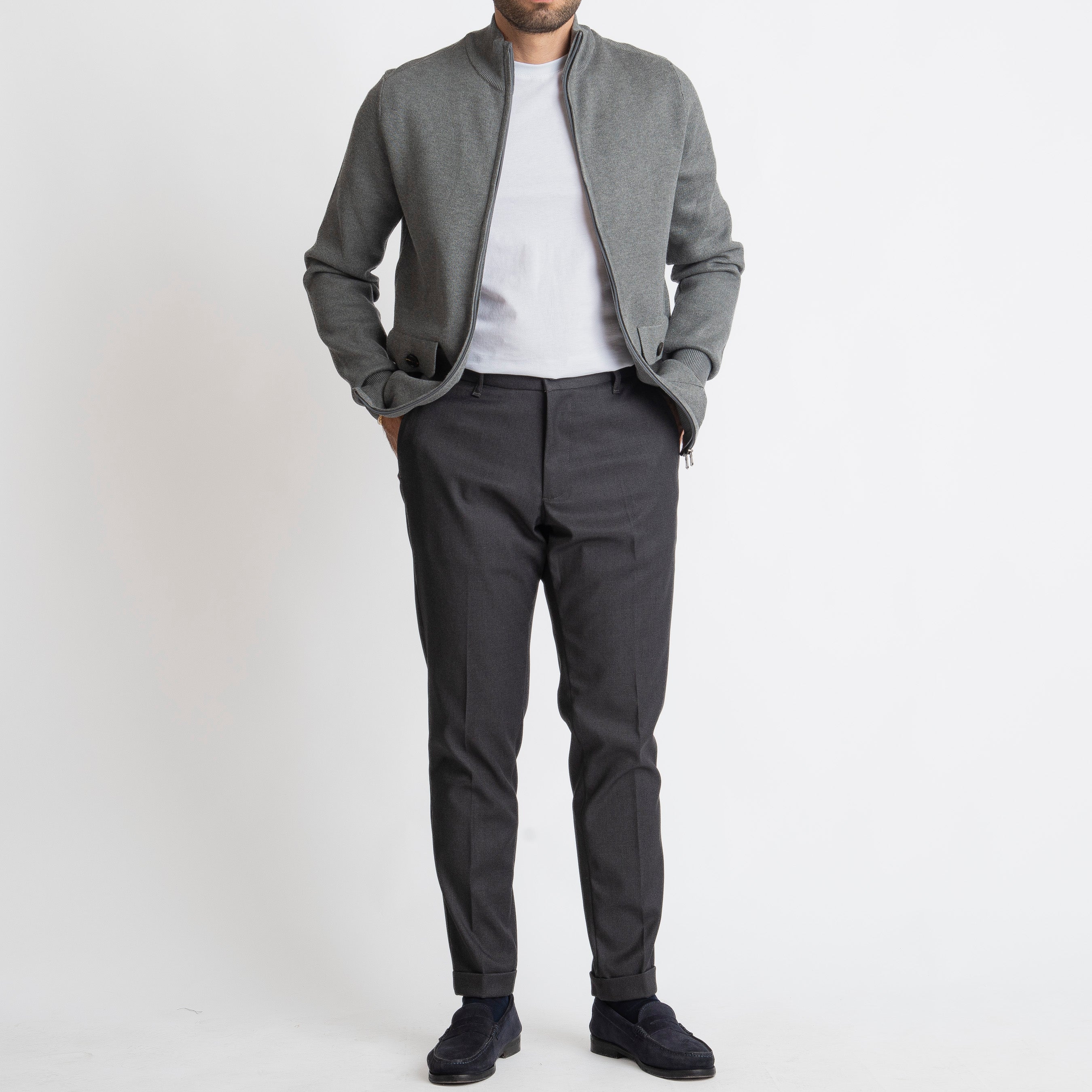 Cardigan con Zip Grigio