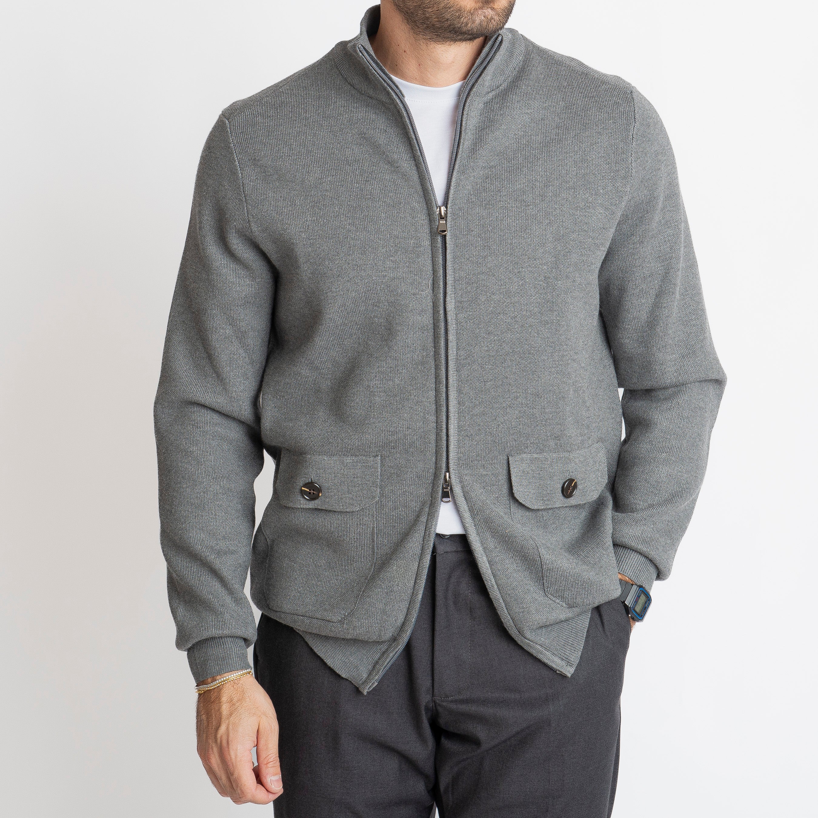 Cardigan con Zip Grigio