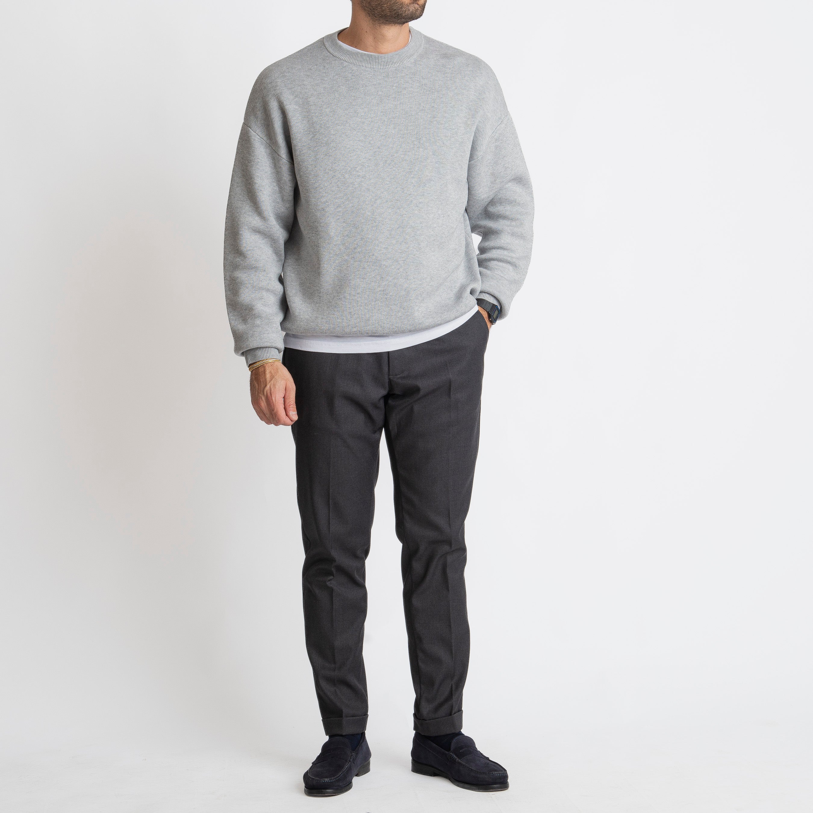 Maglione Girocollo Oversize Grigio