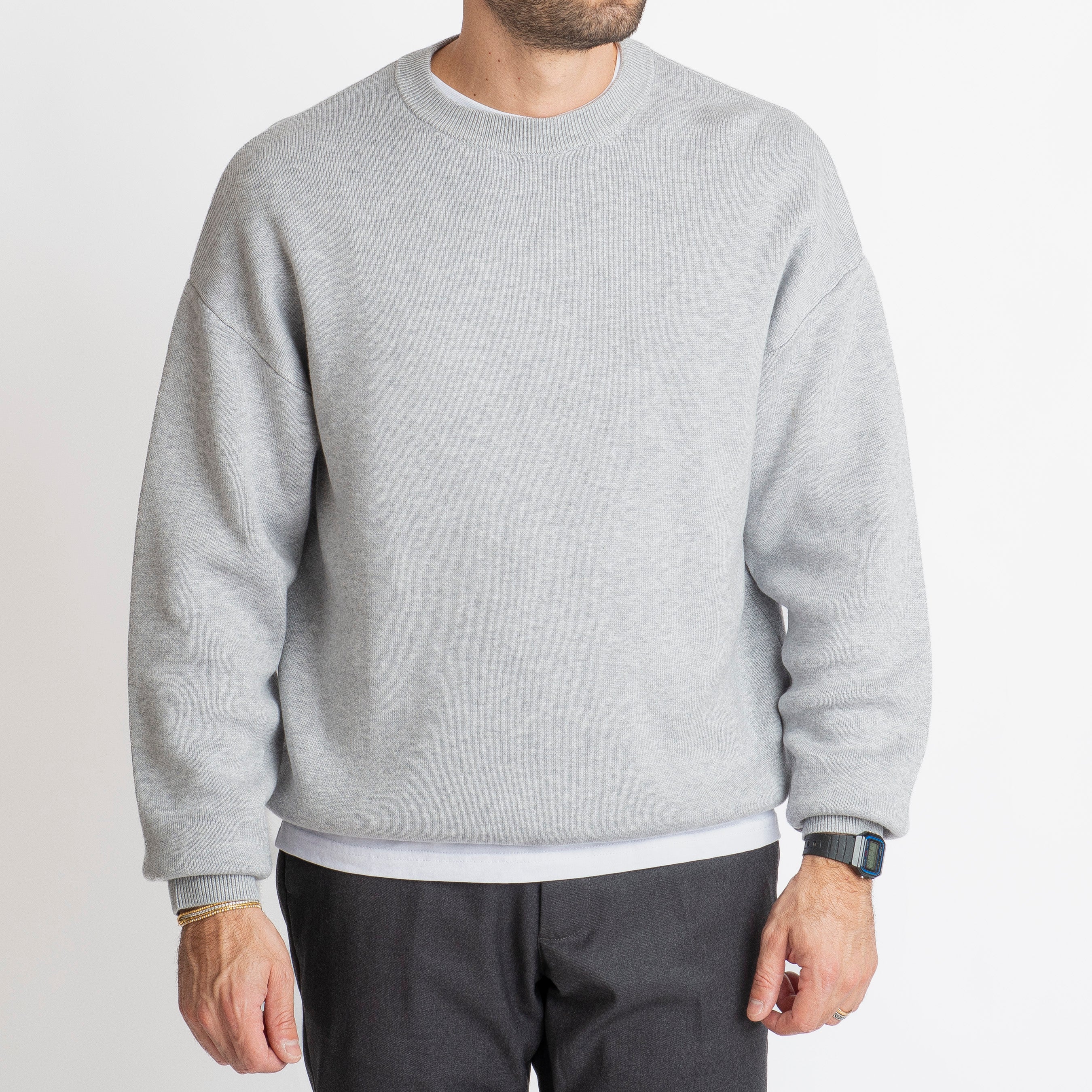 Maglione Girocollo Oversize Grigio