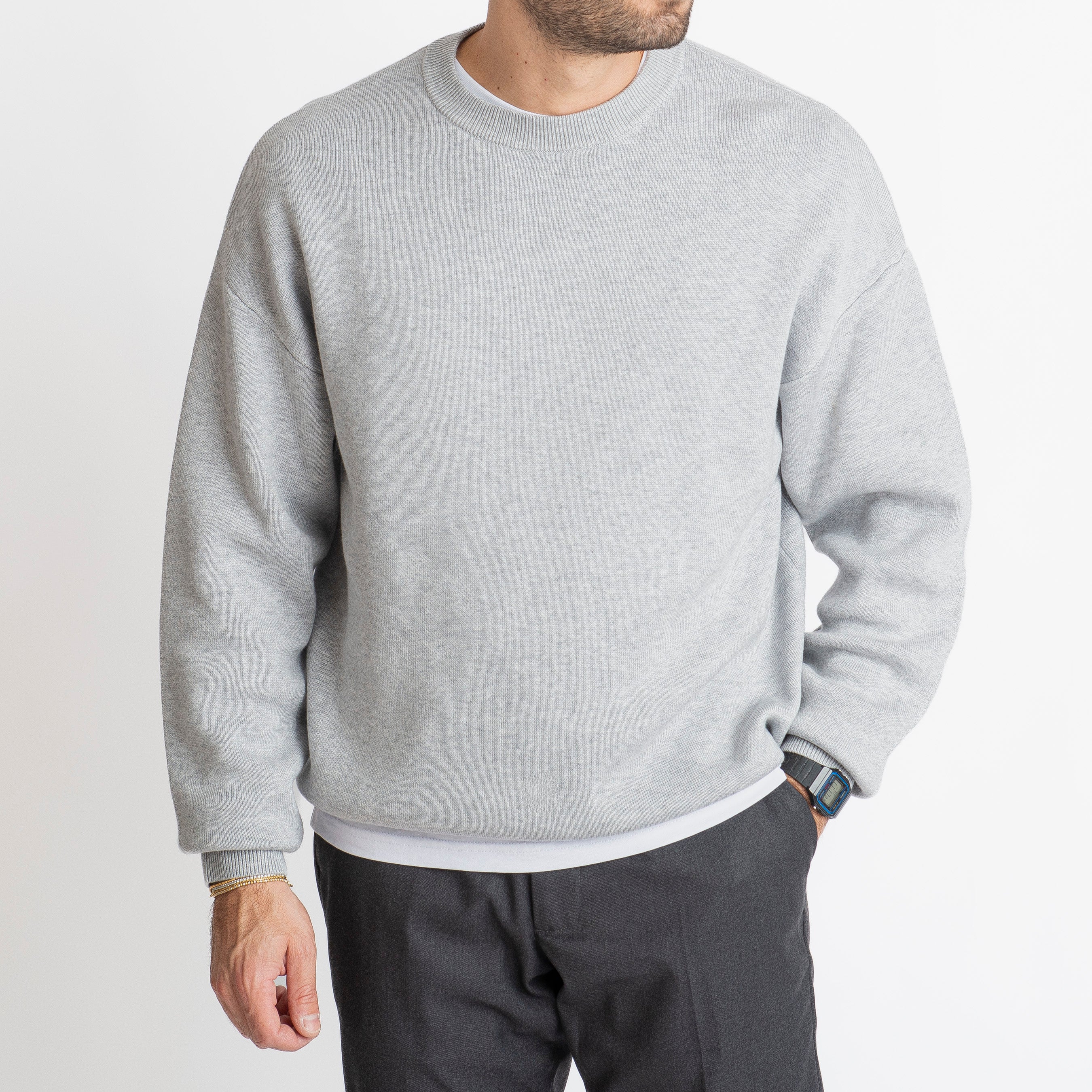 Maglione Girocollo Oversize Grigio