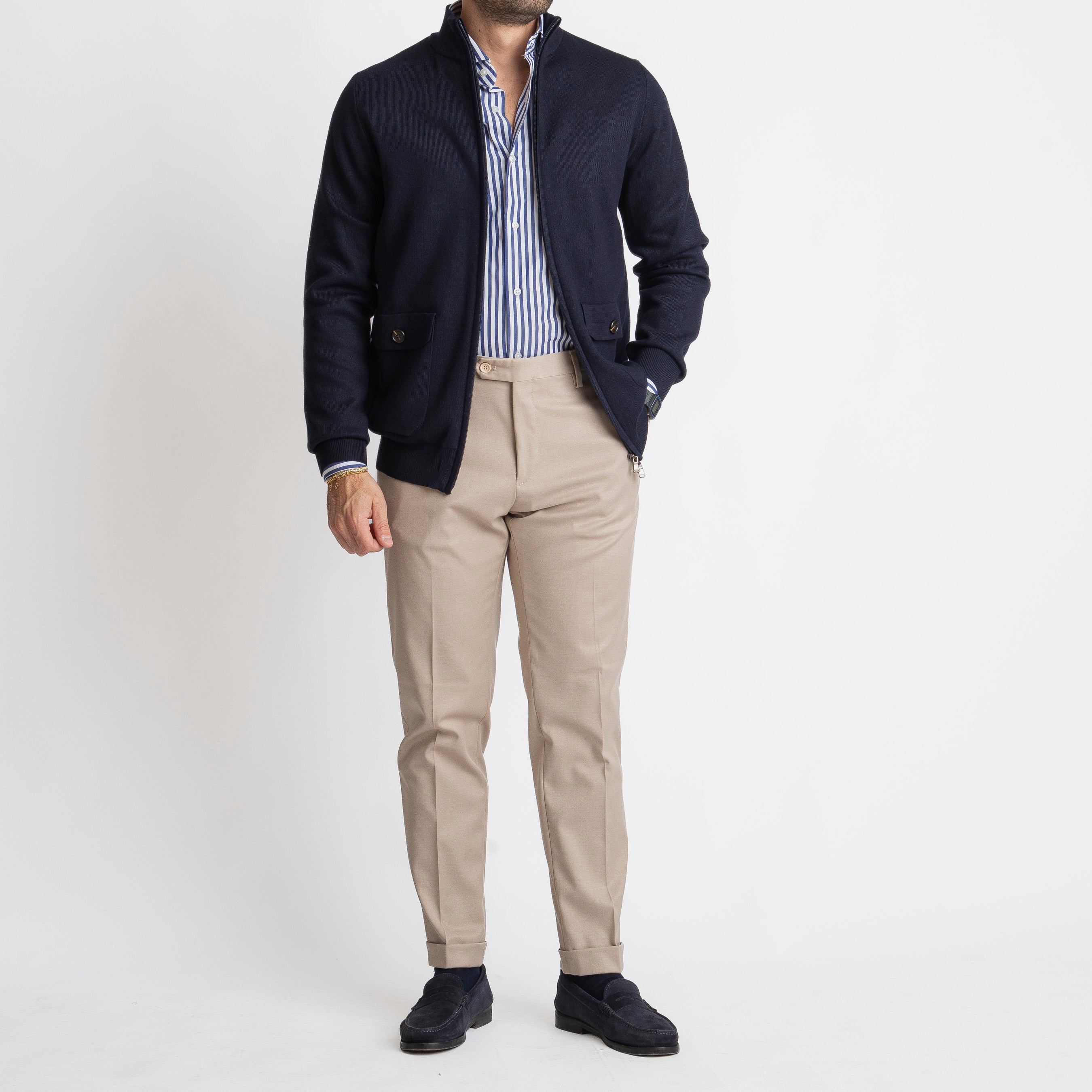 Cardigan con Zip Blu