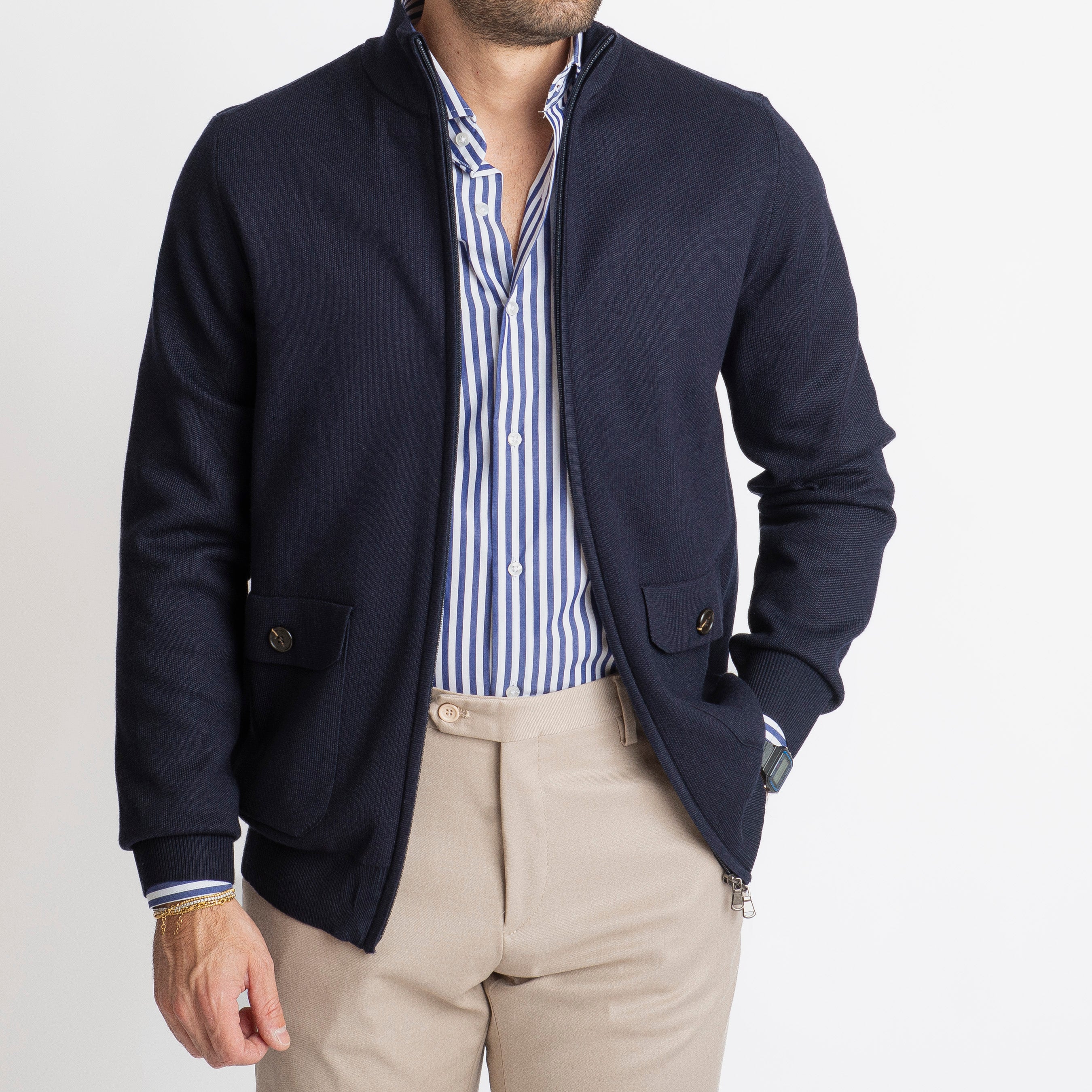 Cardigan con Zip Blu