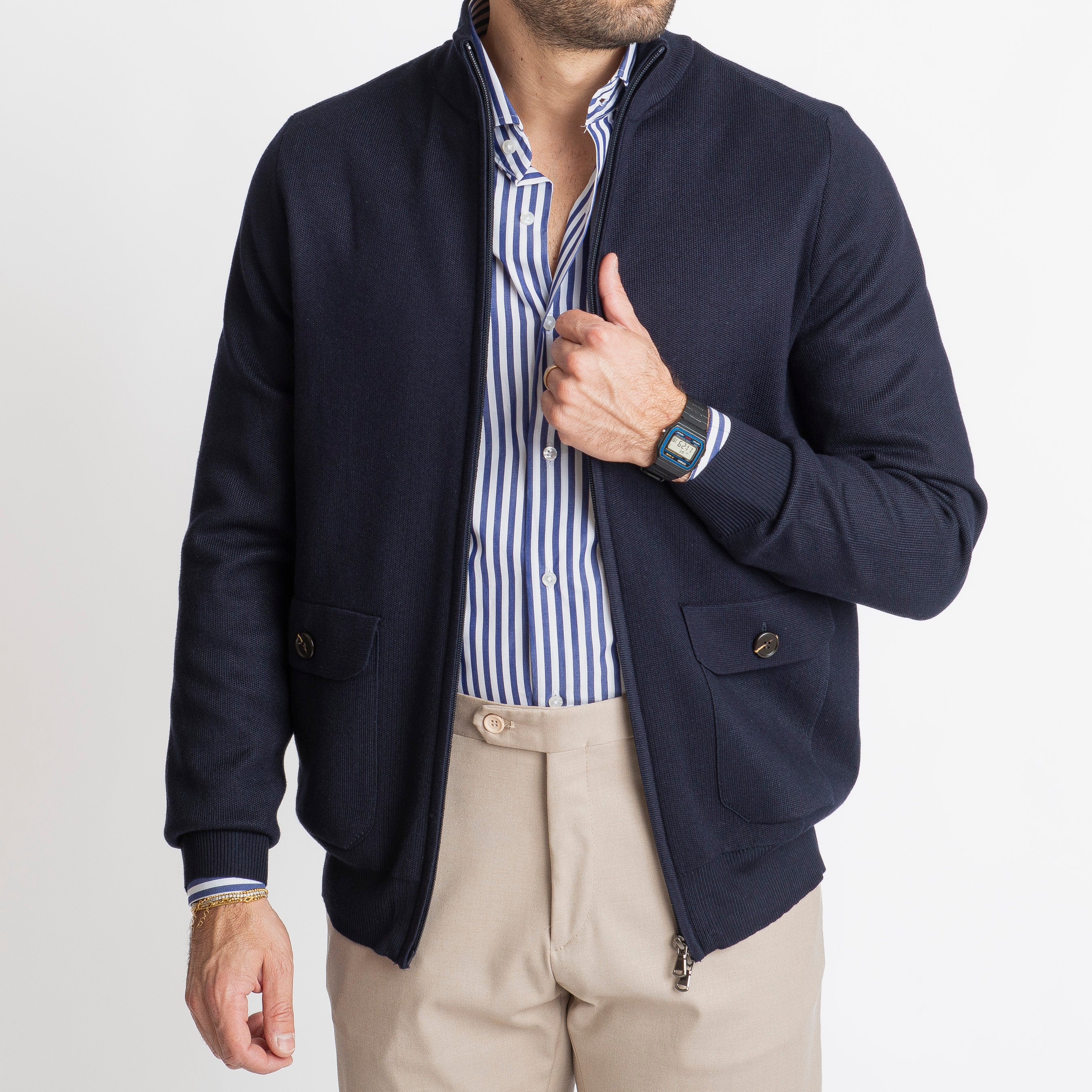 Cardigan con Zip Blu
